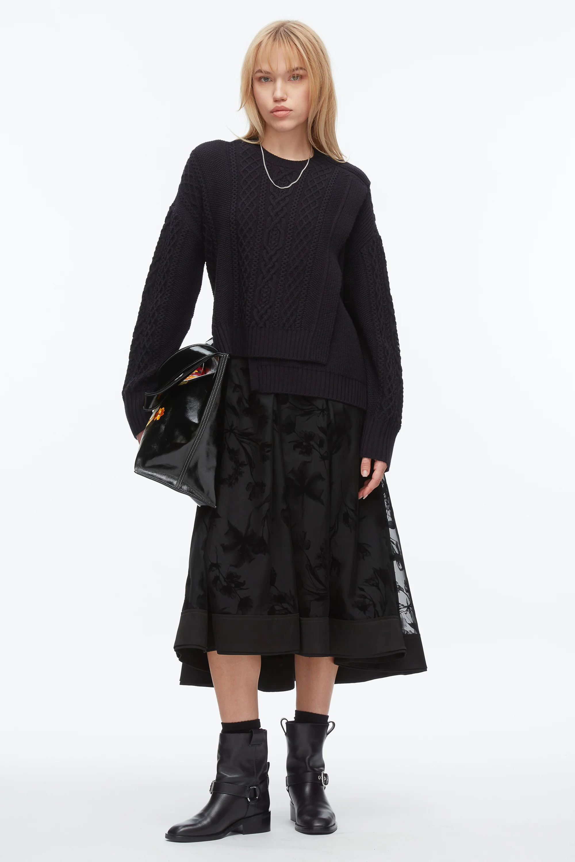 Cable Mix Double Layer Crewneck - Image 6