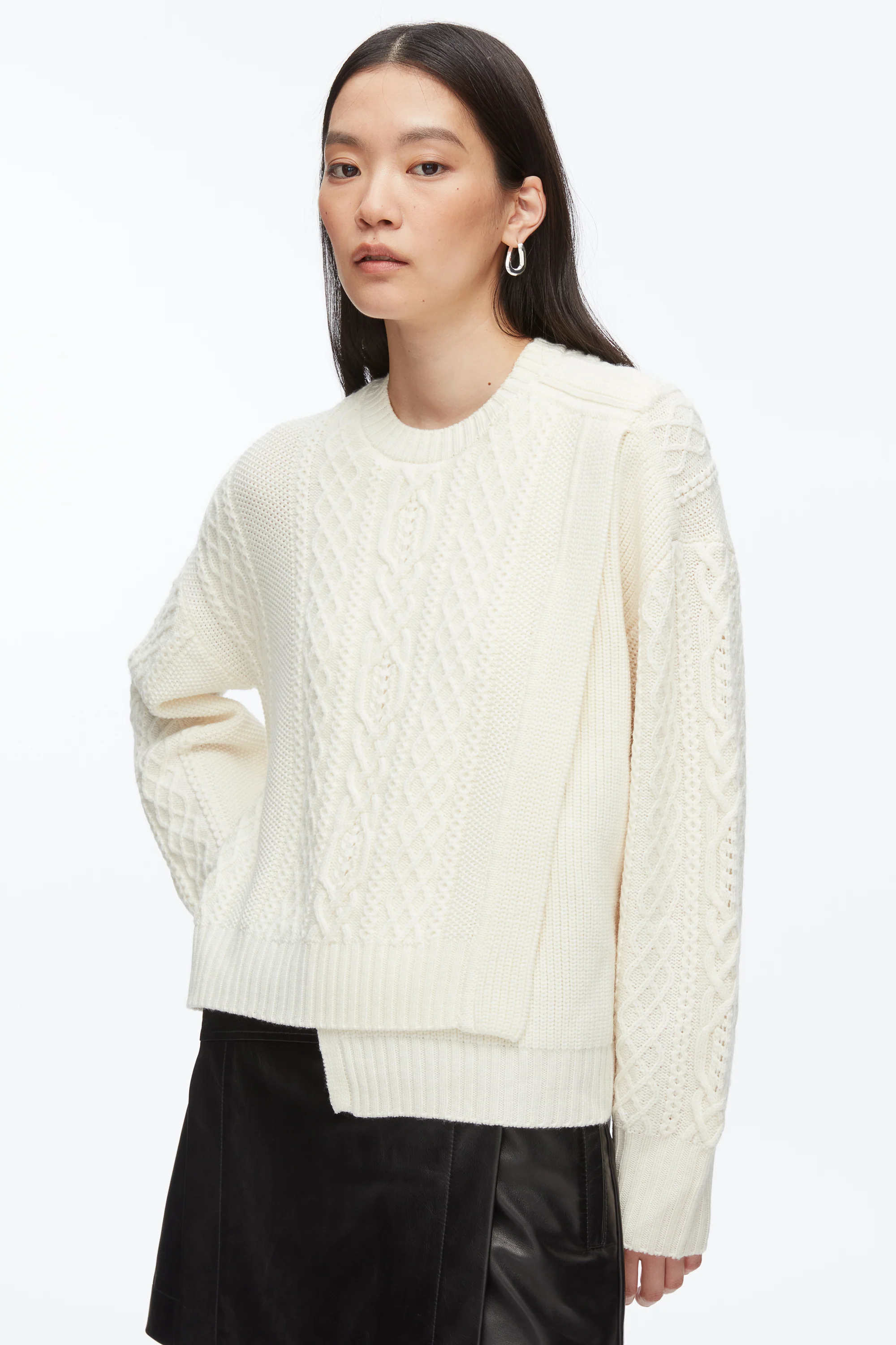 Cable Mix Double Layer Crewneck - Image 5