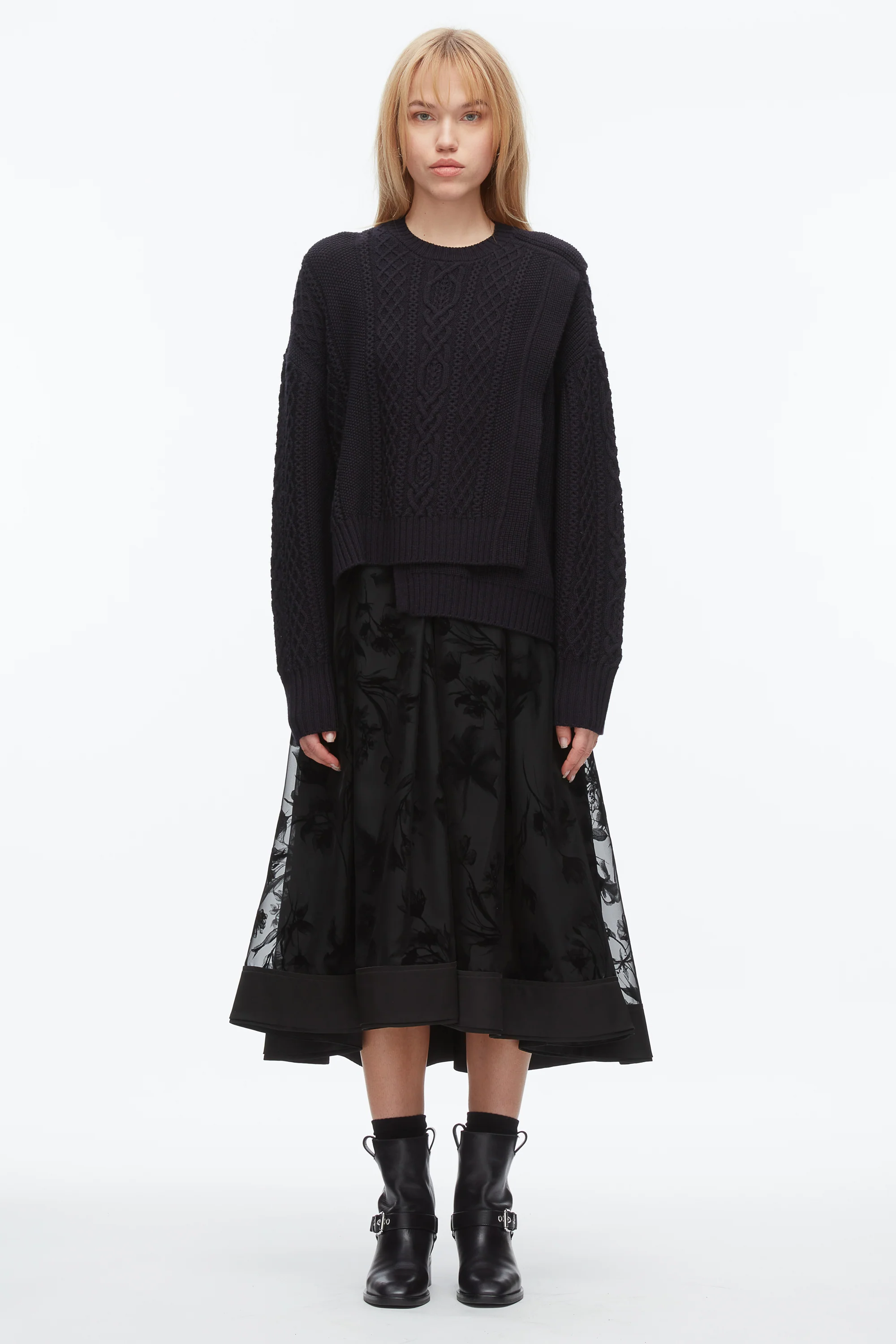 Cable Mix Double Layer Crewneck - Image 7