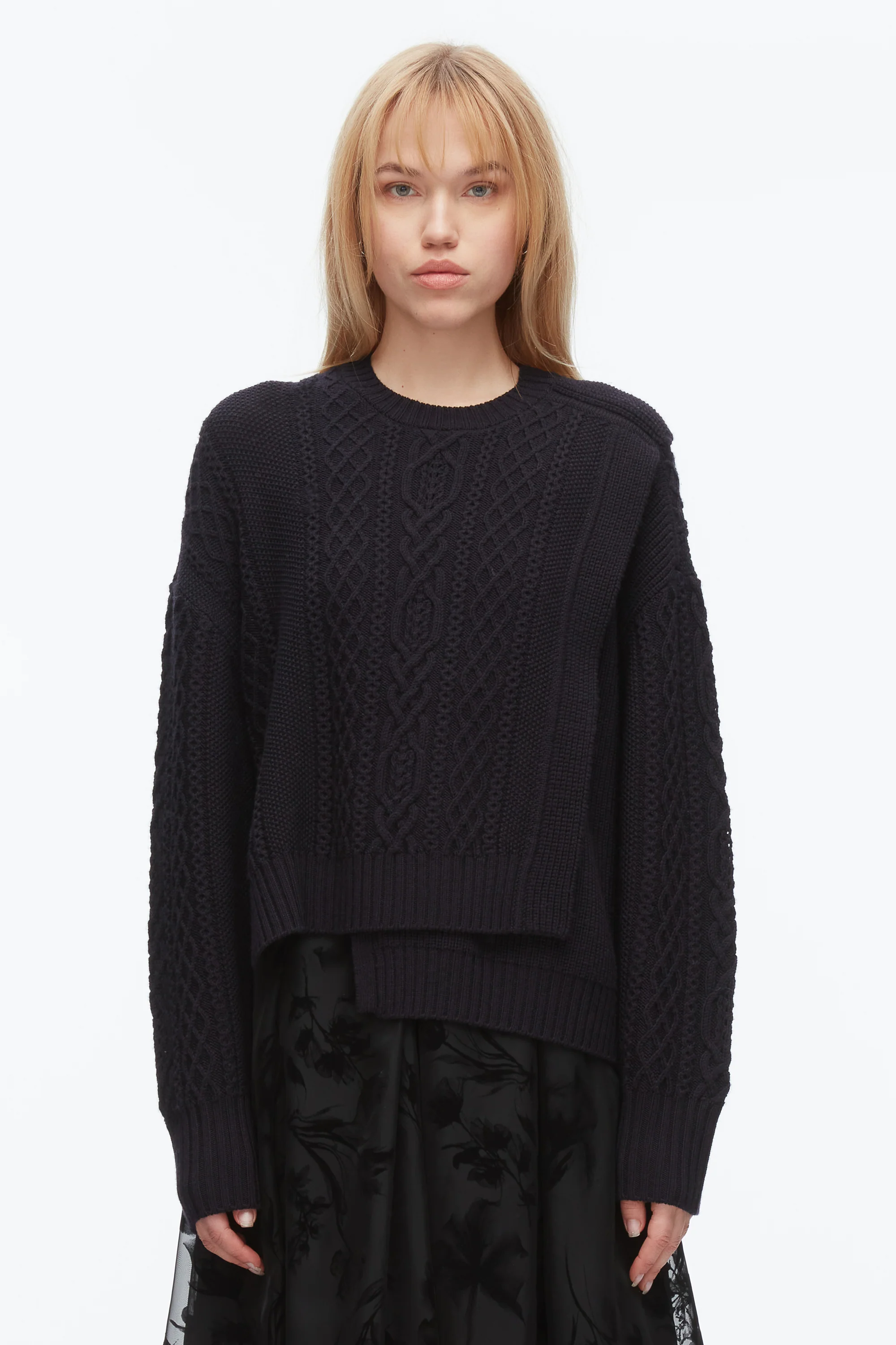 Cable Mix Double Layer Crewneck - Image 8
