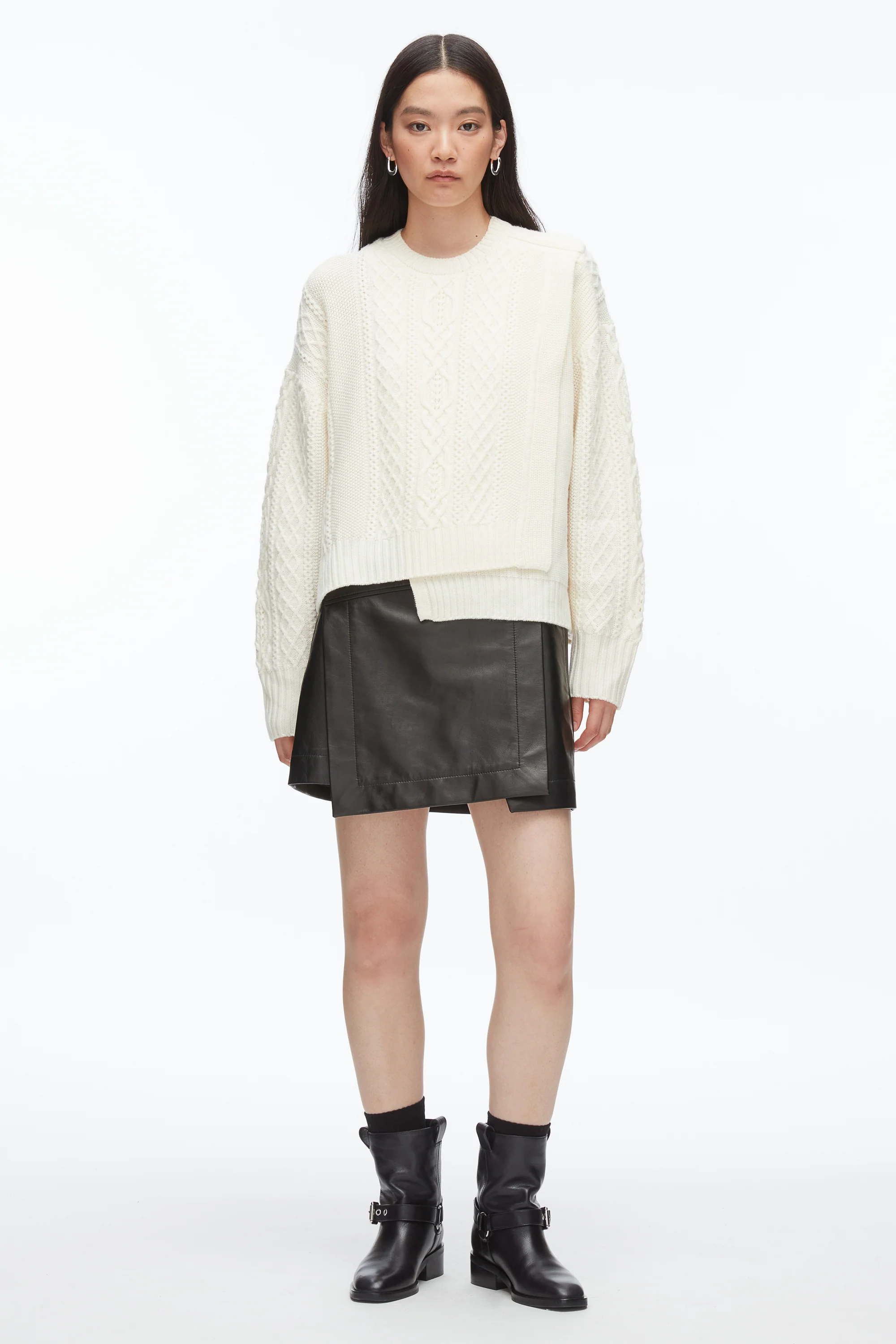 Cable Mix Double Layer Crewneck