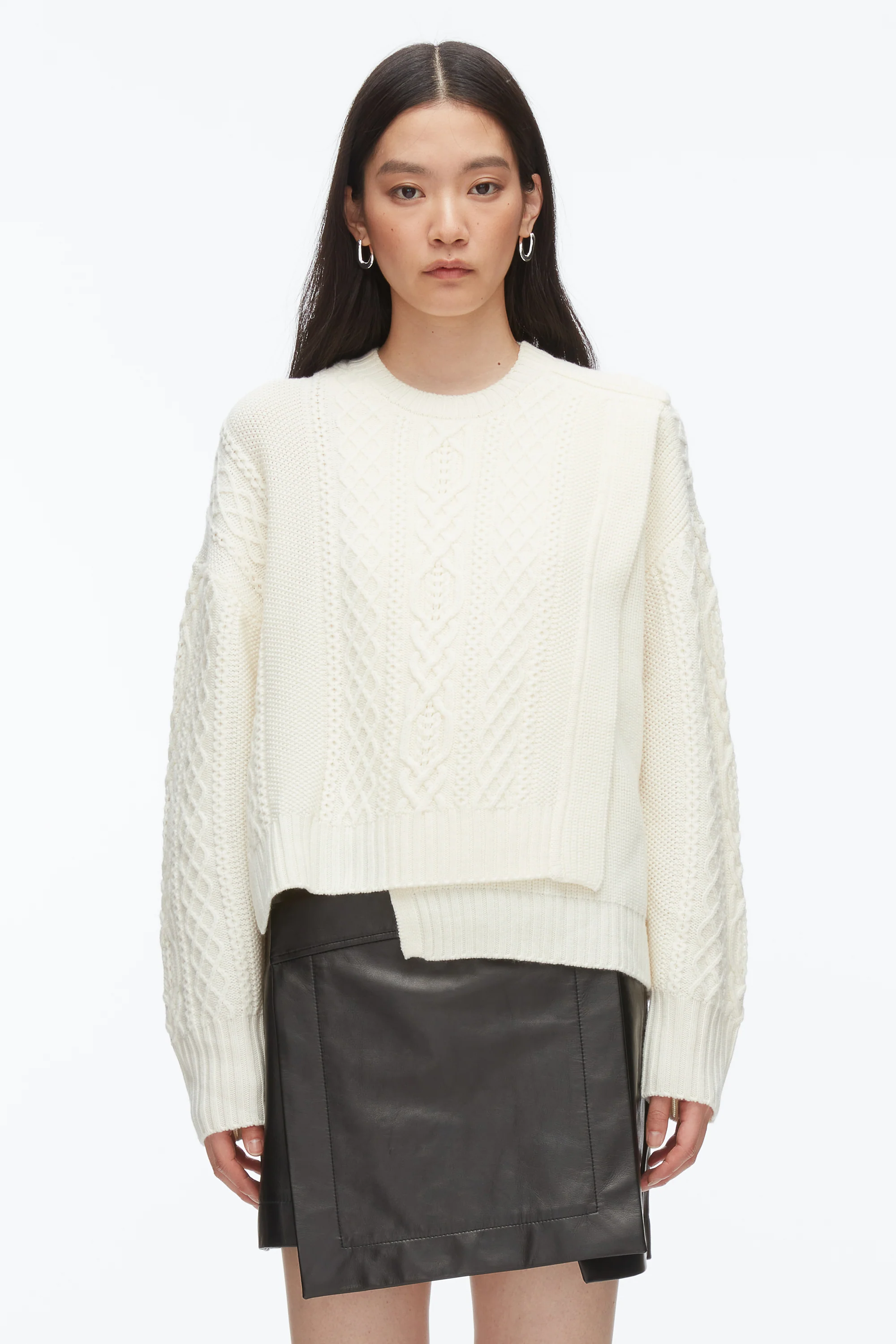 Cable Mix Double Layer Crewneck - Image 2