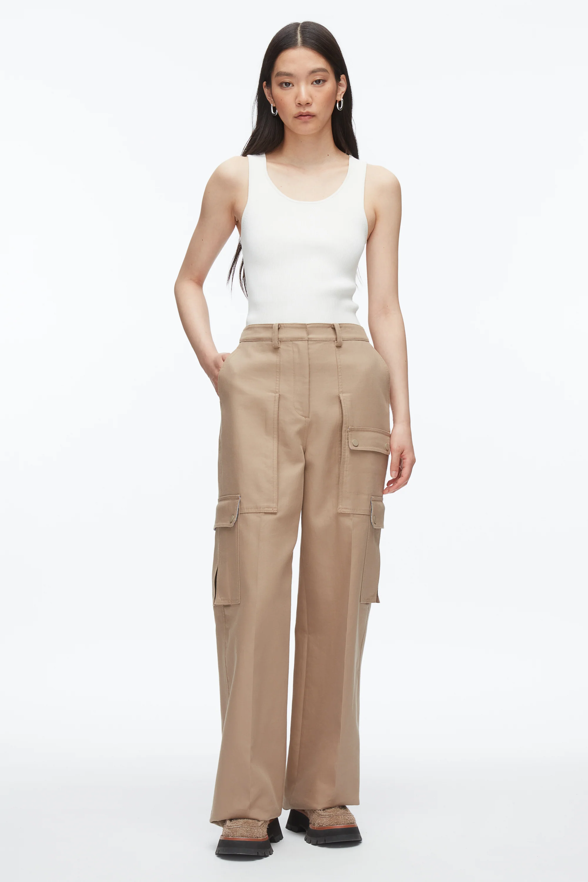 Carpenter Cargo Pants with Plaid Cuffs