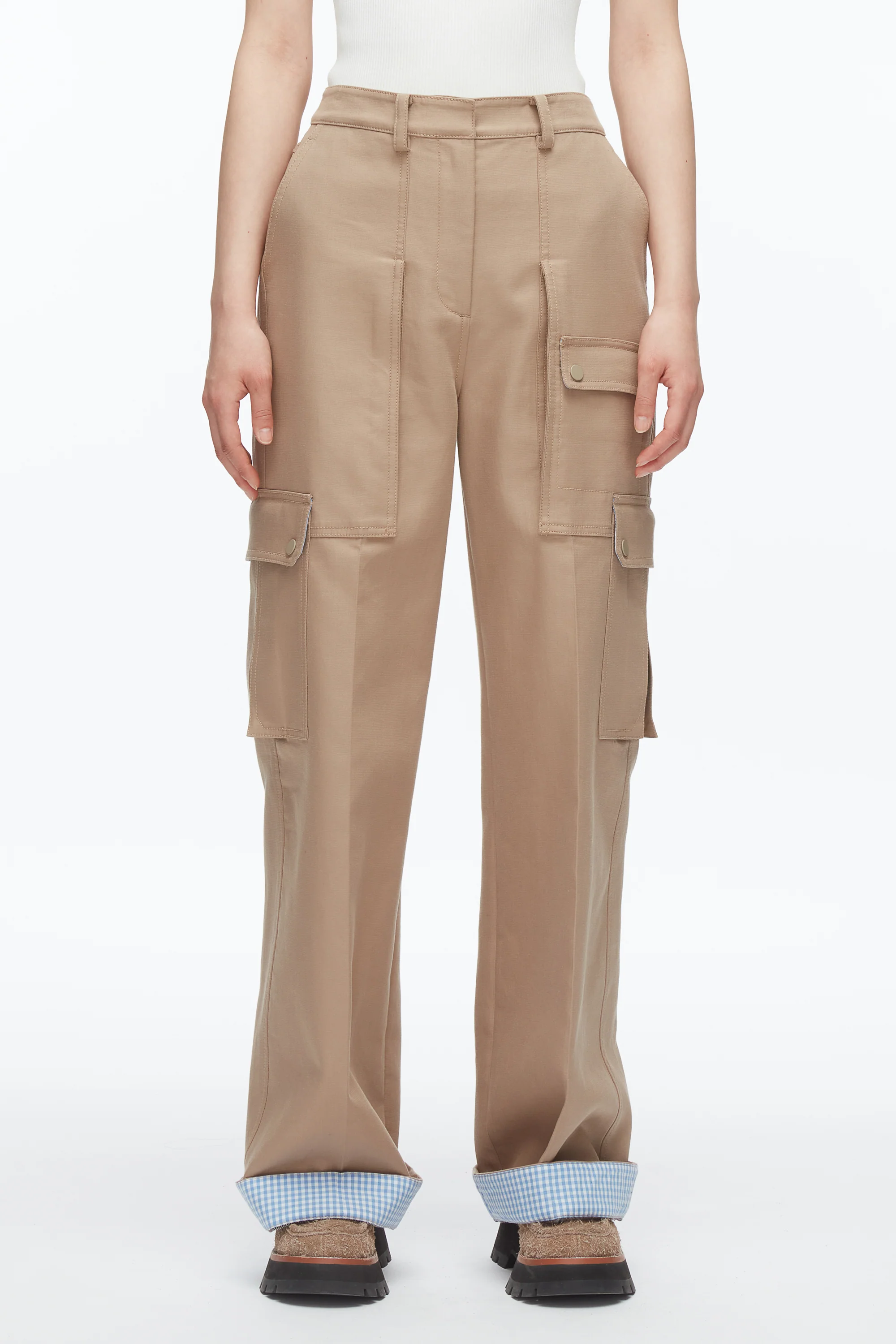 Carpenter Cargo Pants with Plaid Cuffs - Image 3