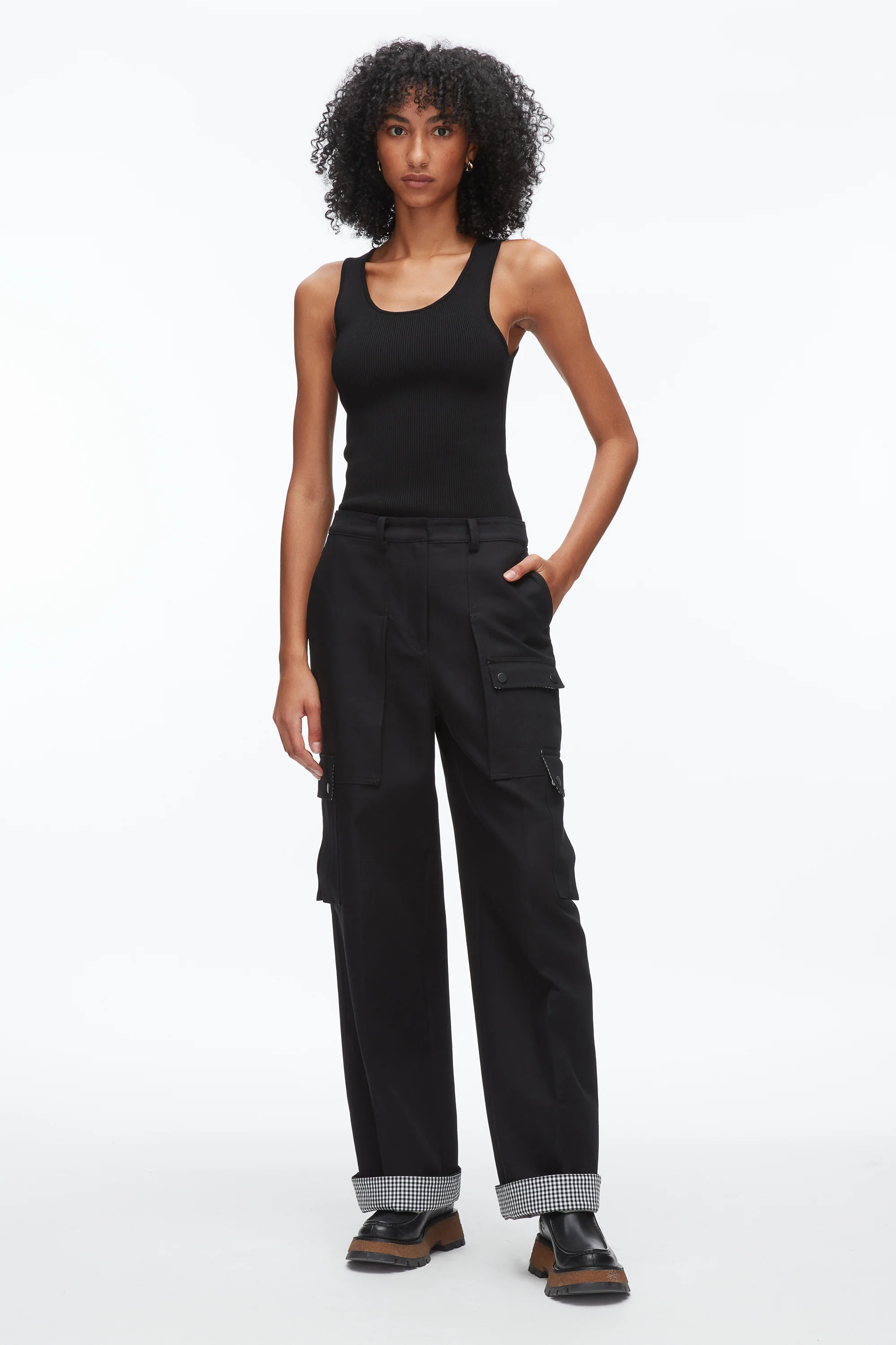 Carpenter Cargo Pants with Plaid Cuffs - Image 8