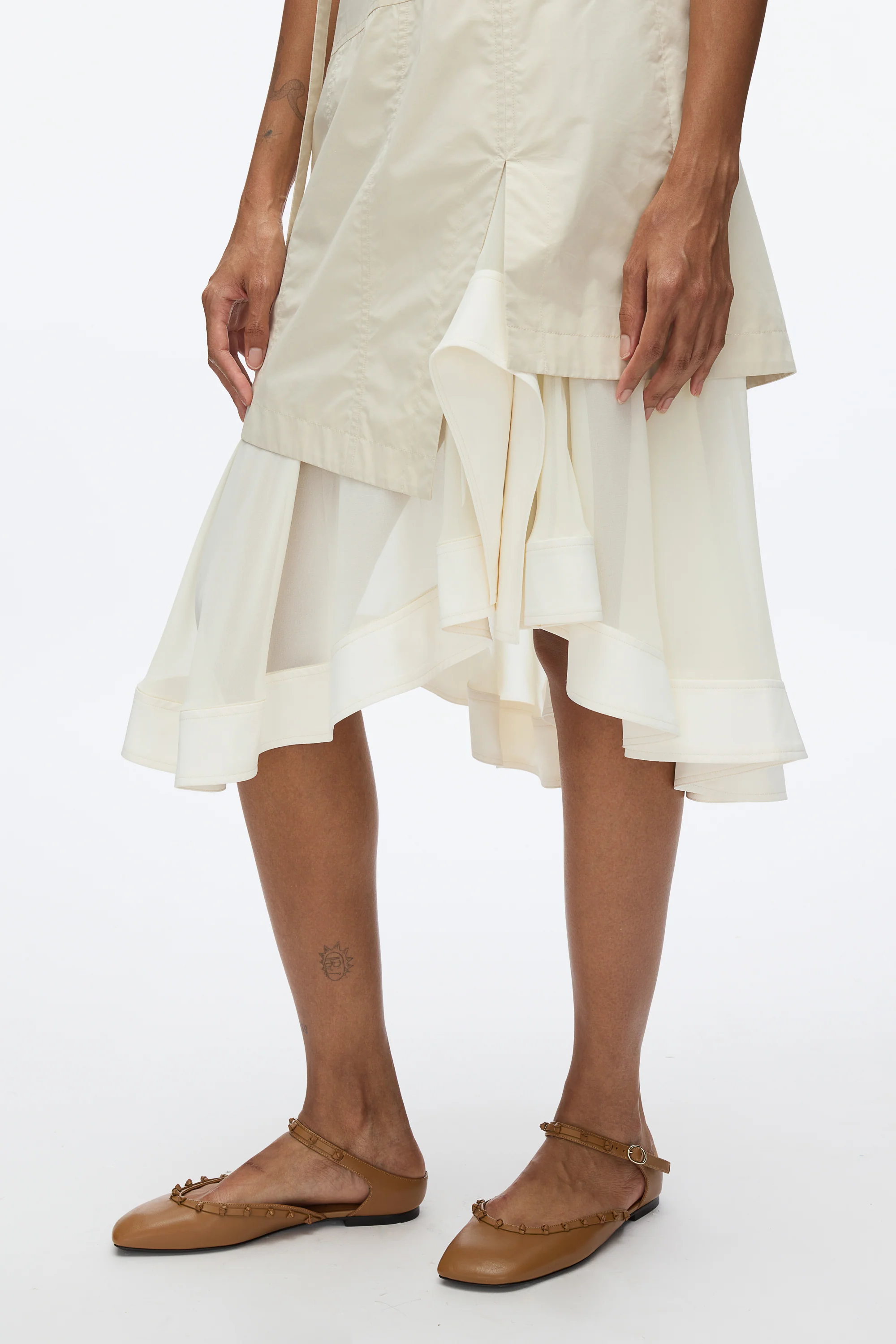 Cascade Hem Shirt Dress with Lace - Image 5