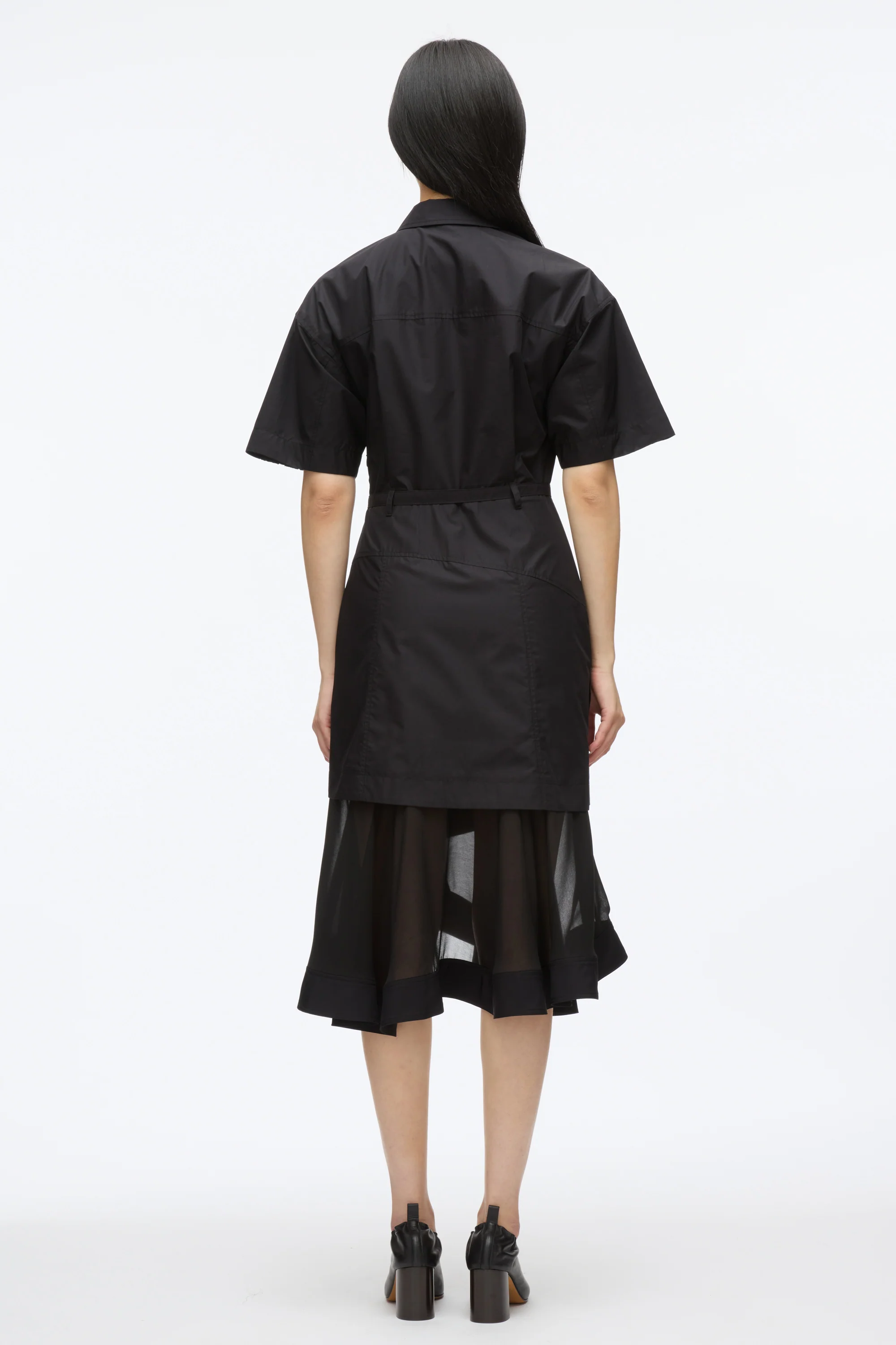 Cascade Hem Shirt Dress with Lace - Image 9