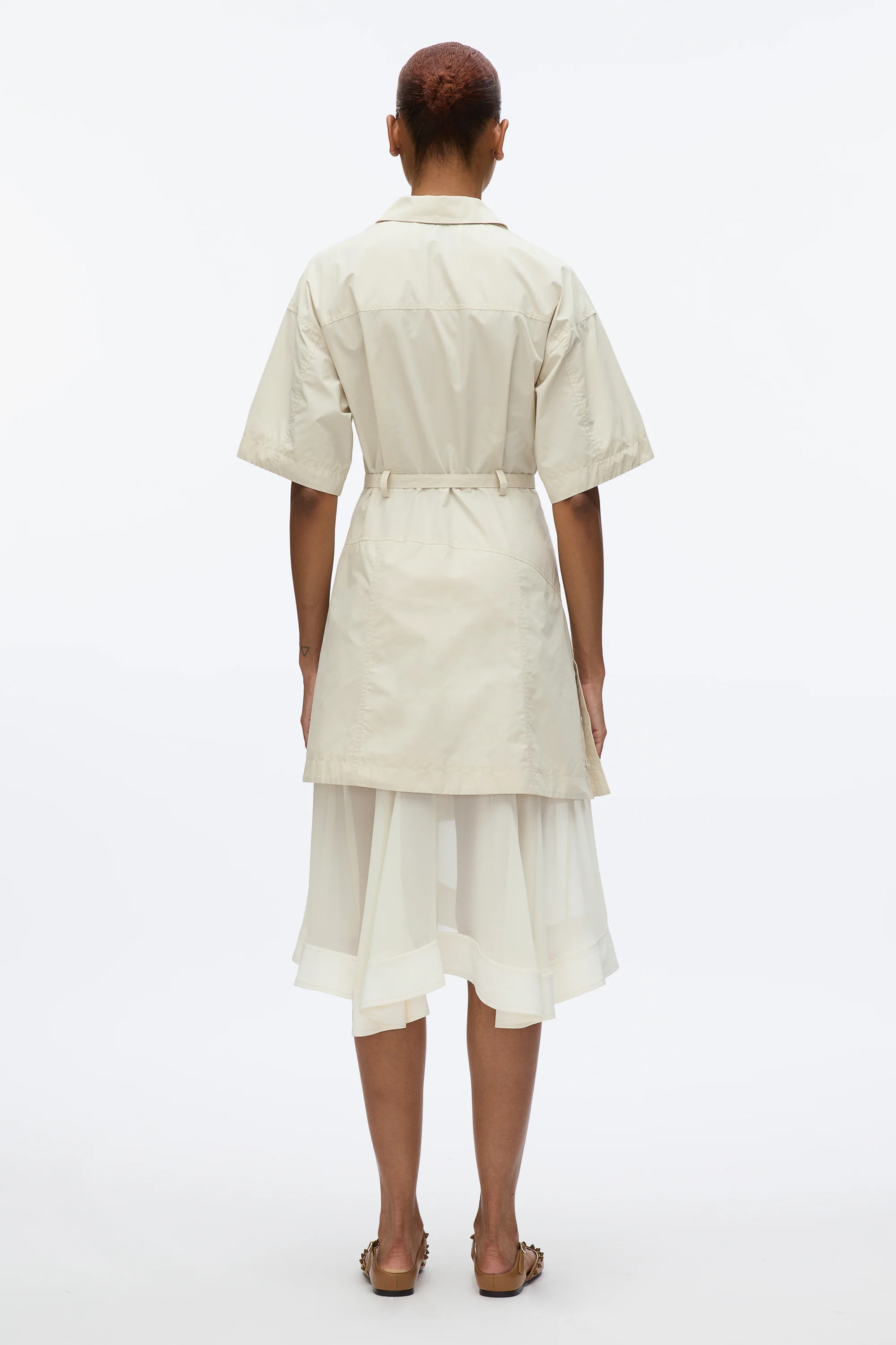 Cascade Hem Shirt Dress with Lace - Image 3