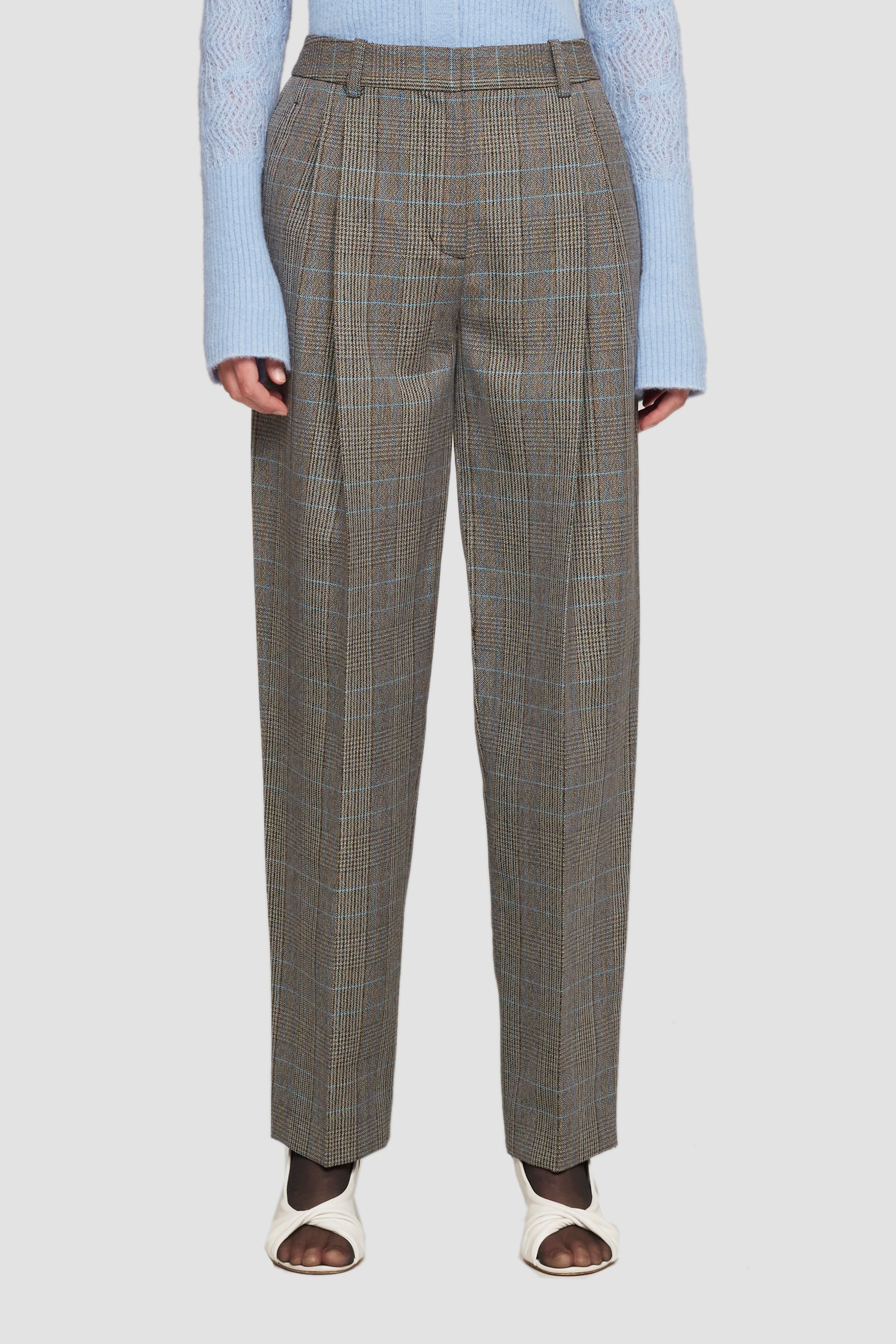Check Wool-Blend Pleated Trouser - Image 2