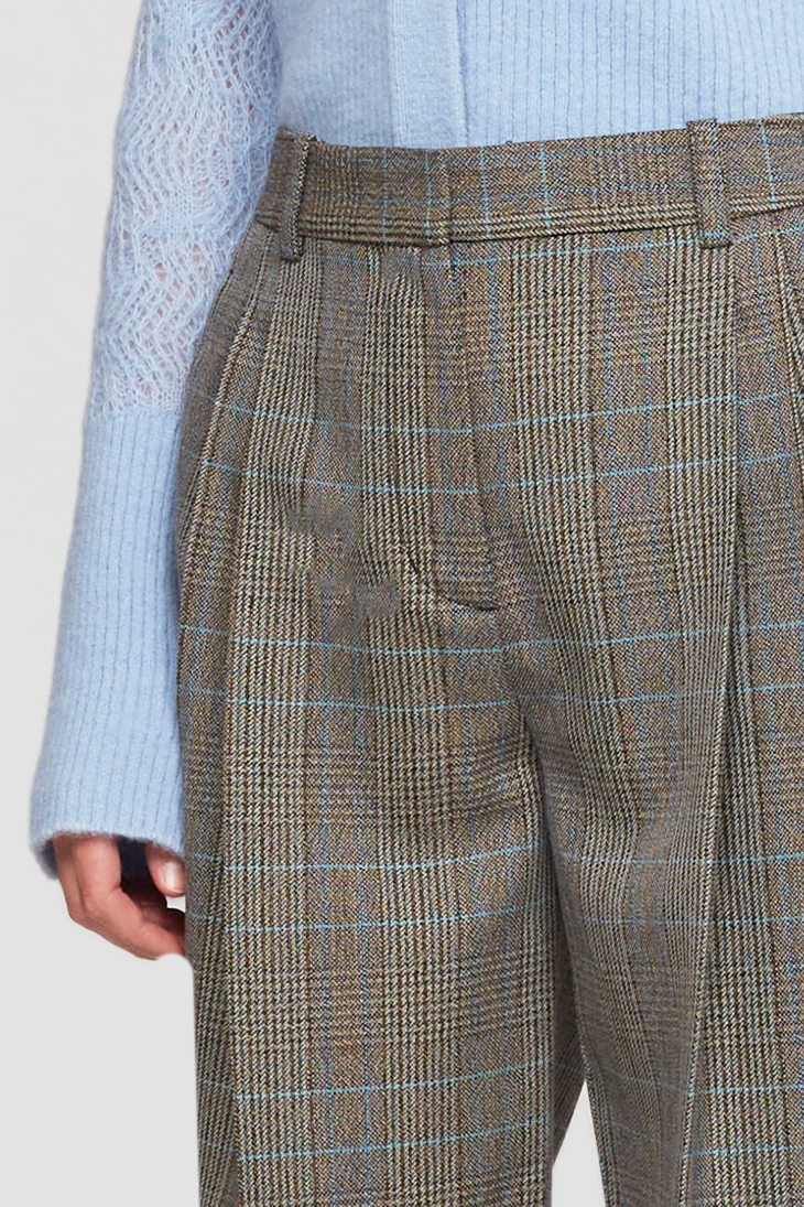 Check Wool-Blend Pleated Trouser - Image 4