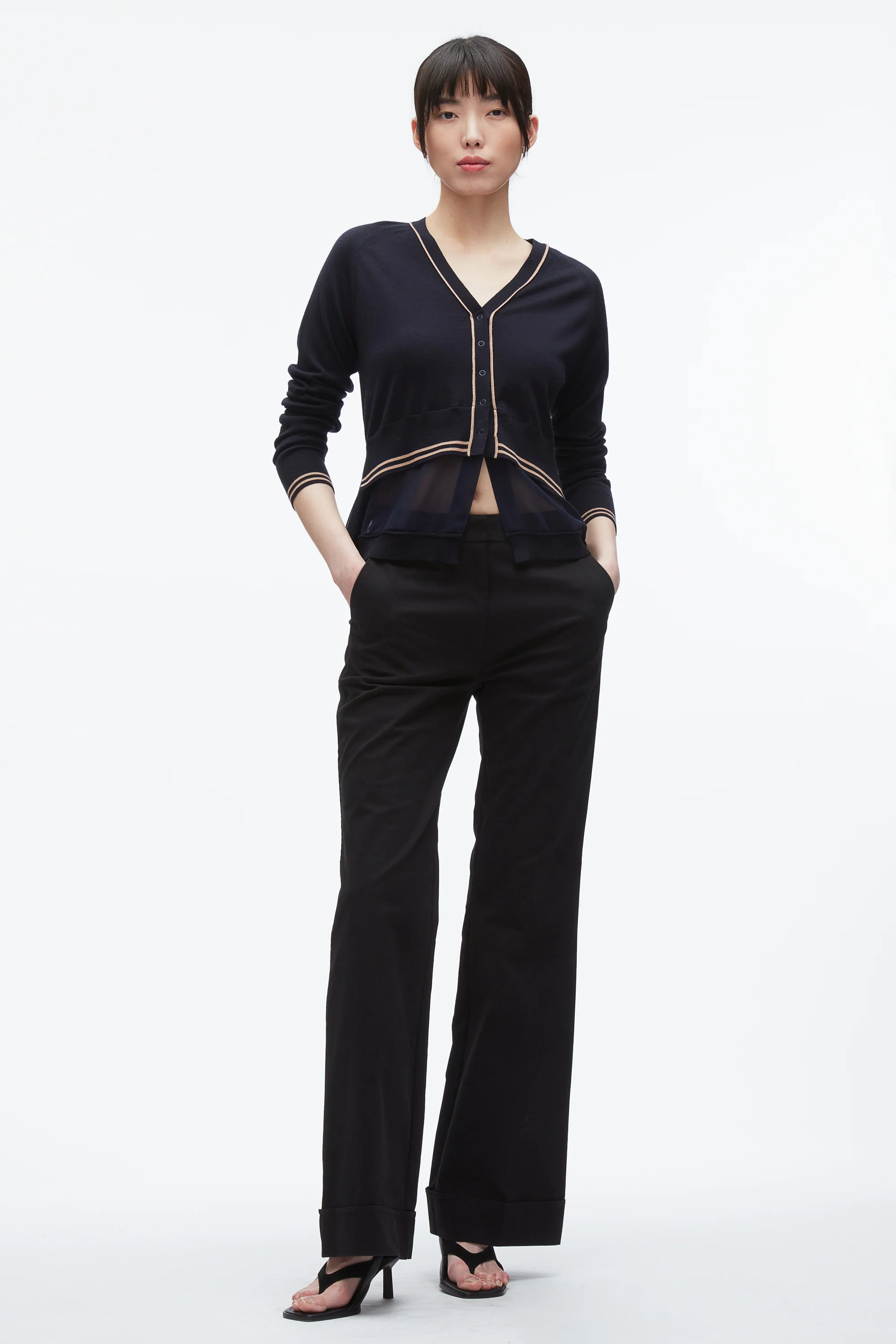 Chiffon Hem Boxy Cardigan