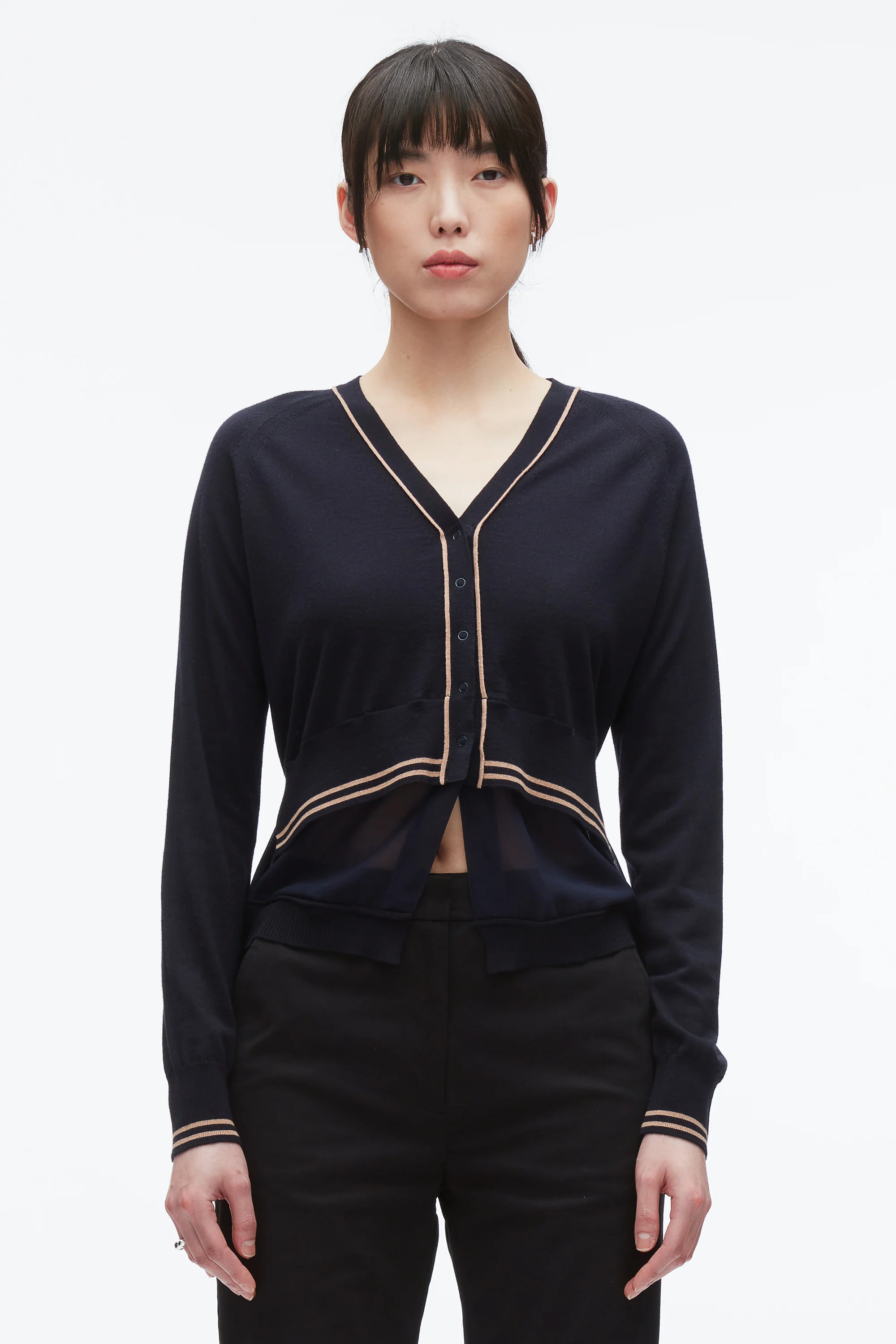 Chiffon Hem Boxy Cardigan - Image 3
