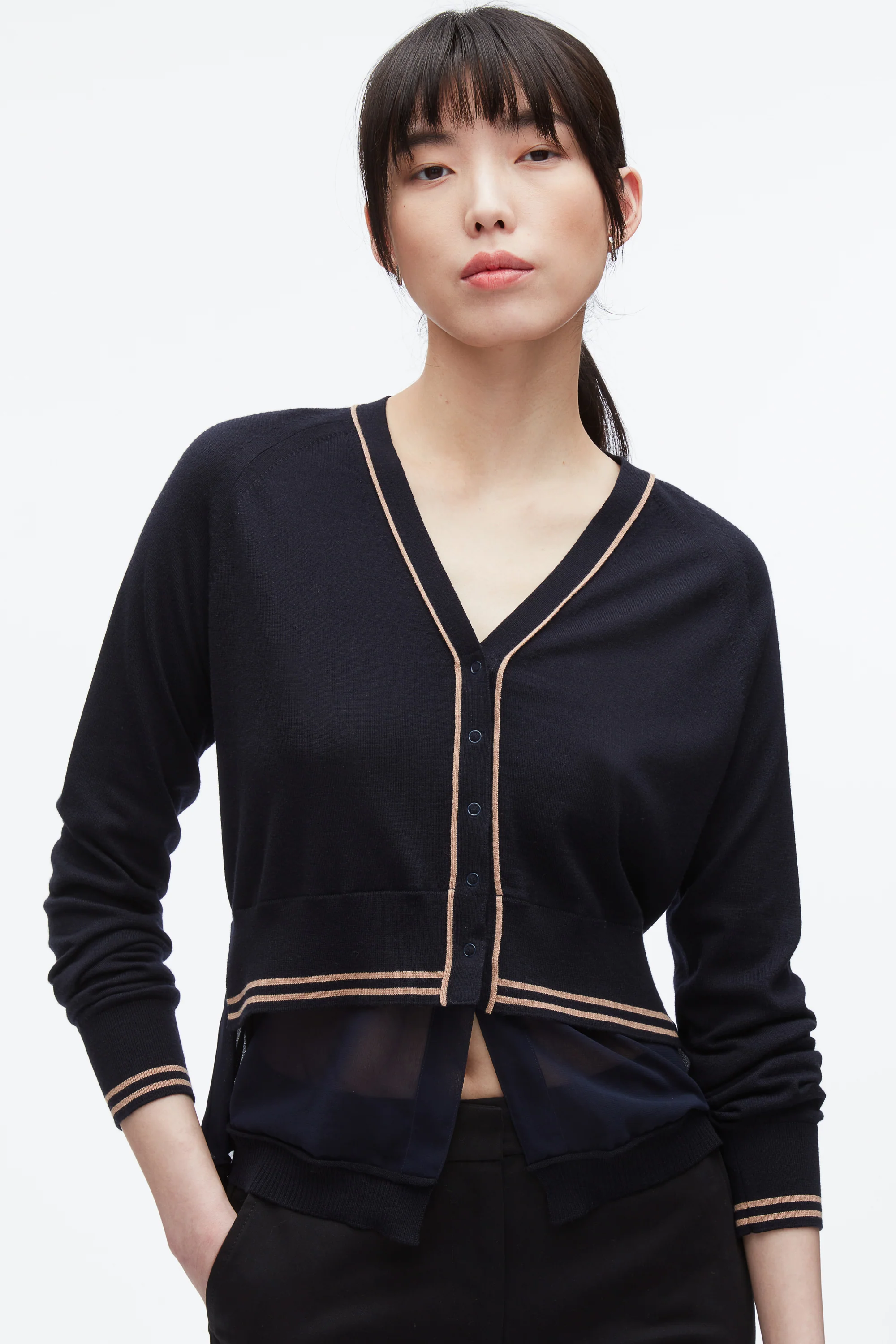 Chiffon Hem Boxy Cardigan - Image 6