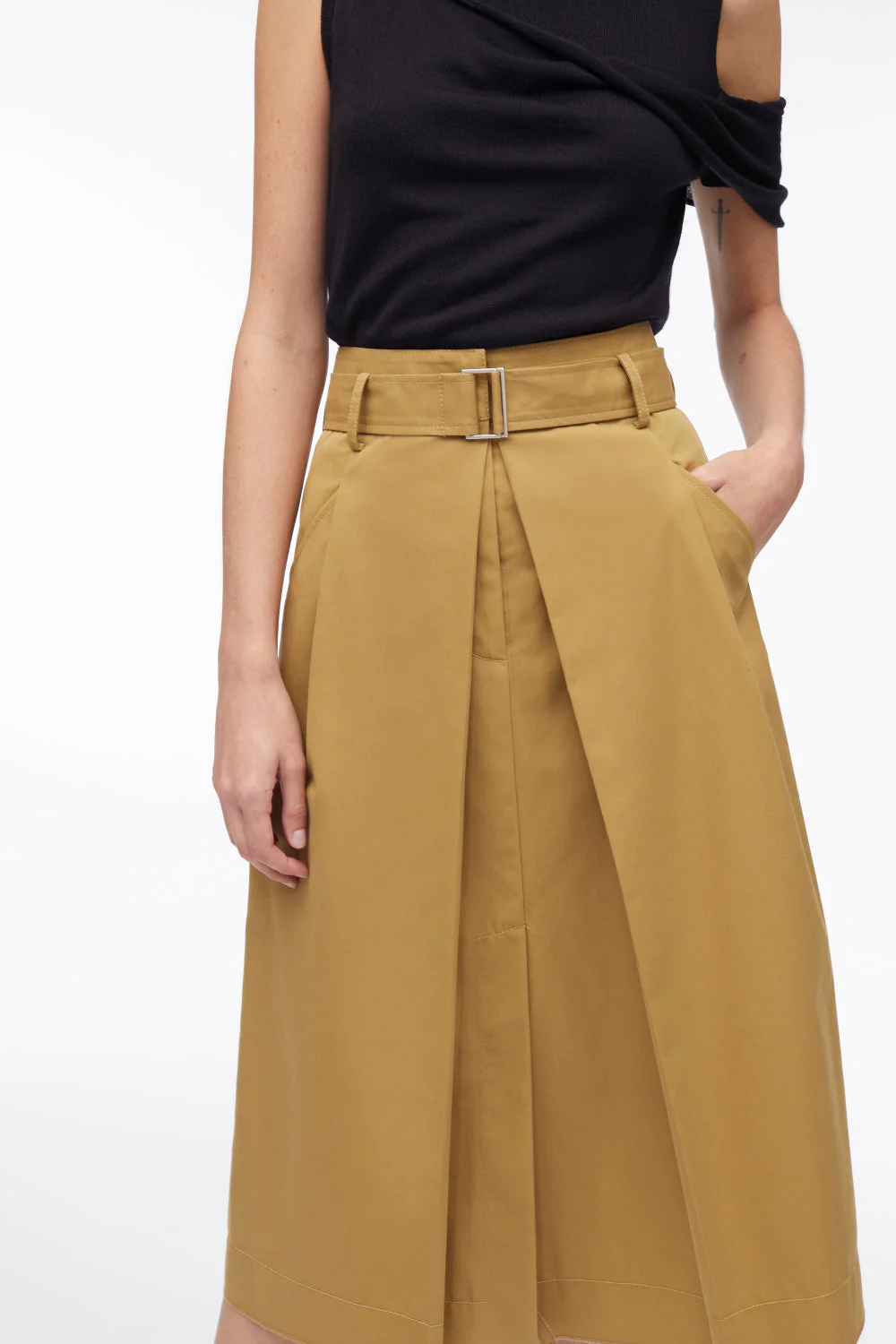 Chino Pleated Midi Skirt - Image 3