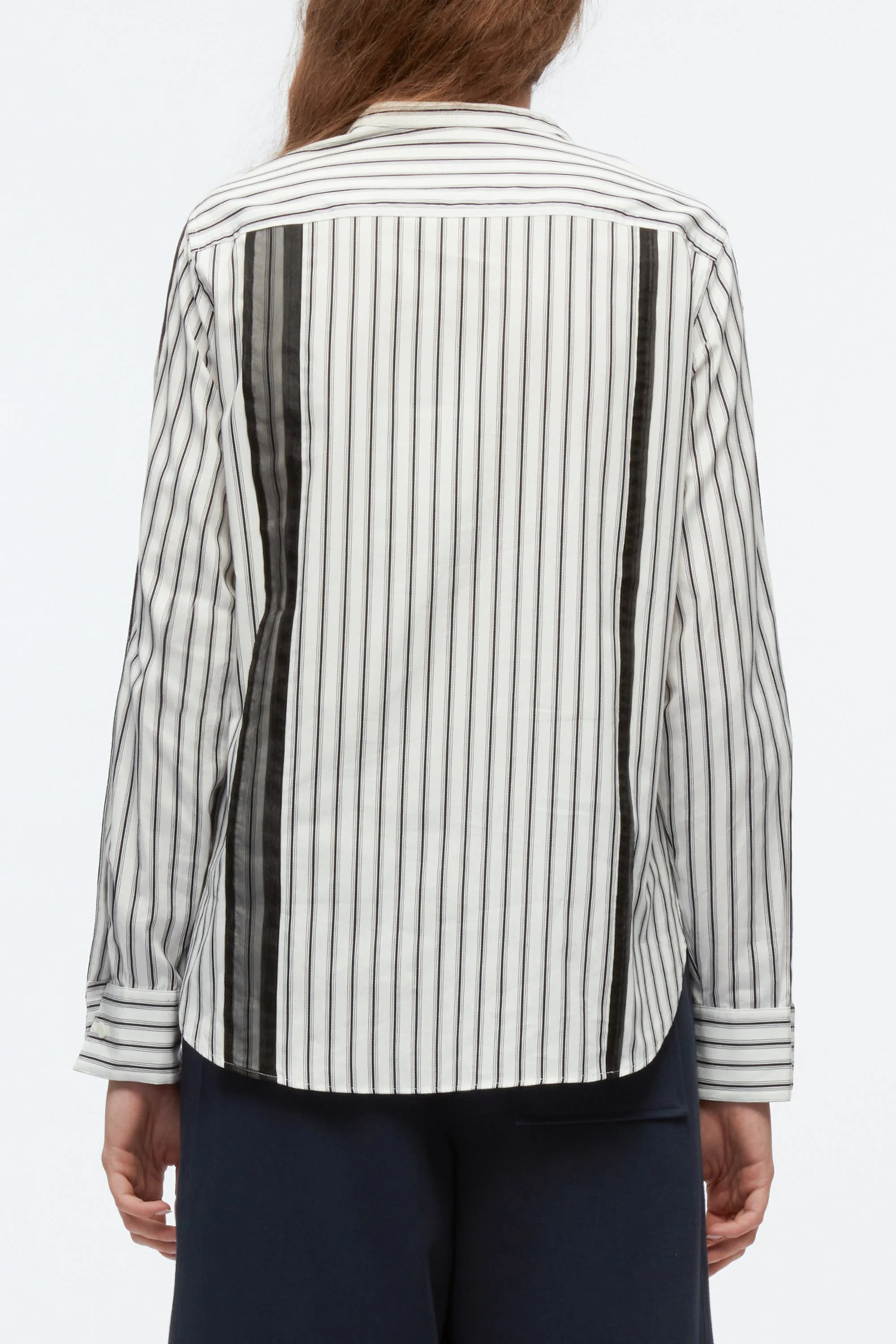 Striped Shirt with Organza Overlay - Image 4