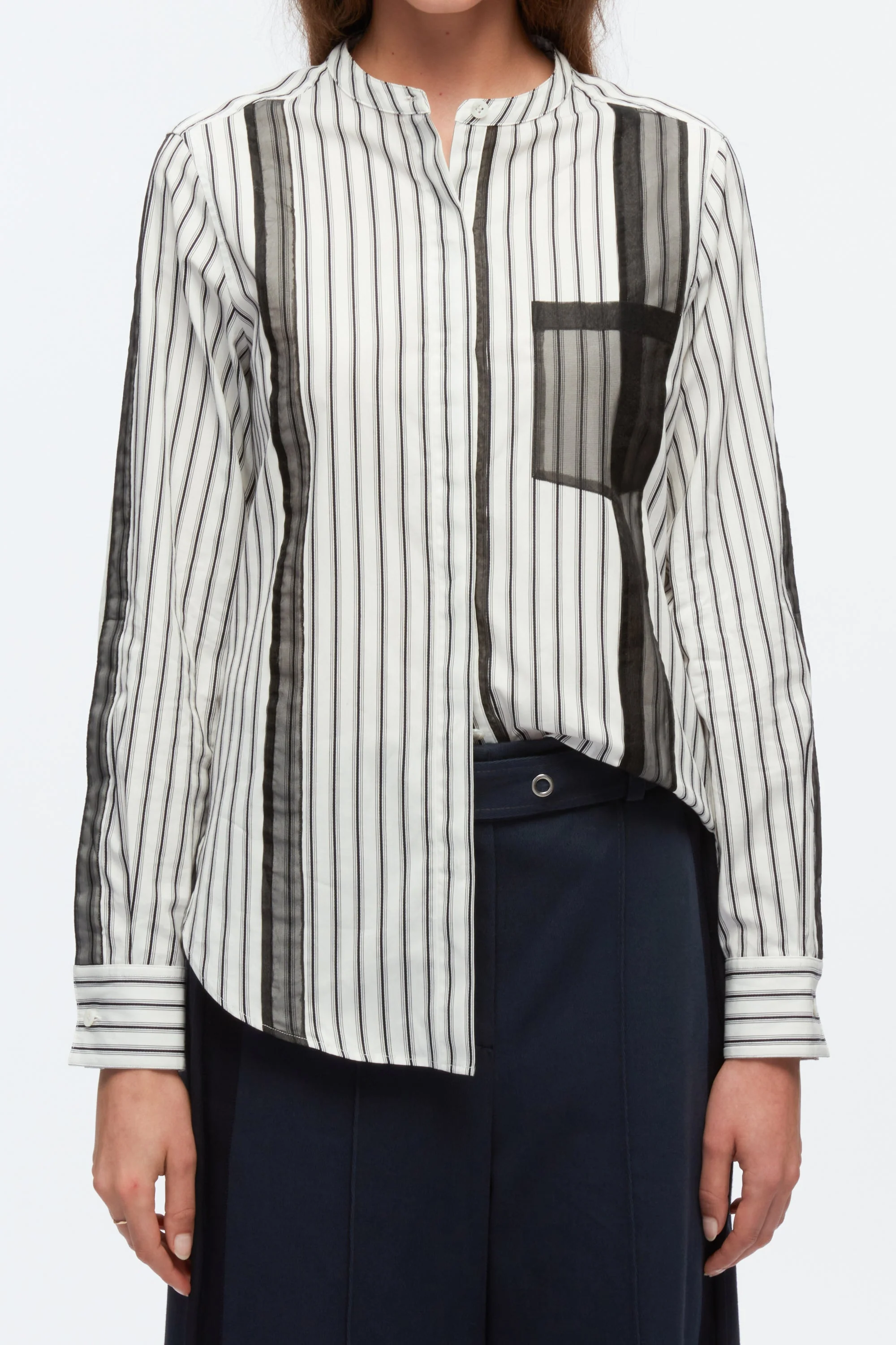Striped Shirt with Organza Overlay - Image 5
