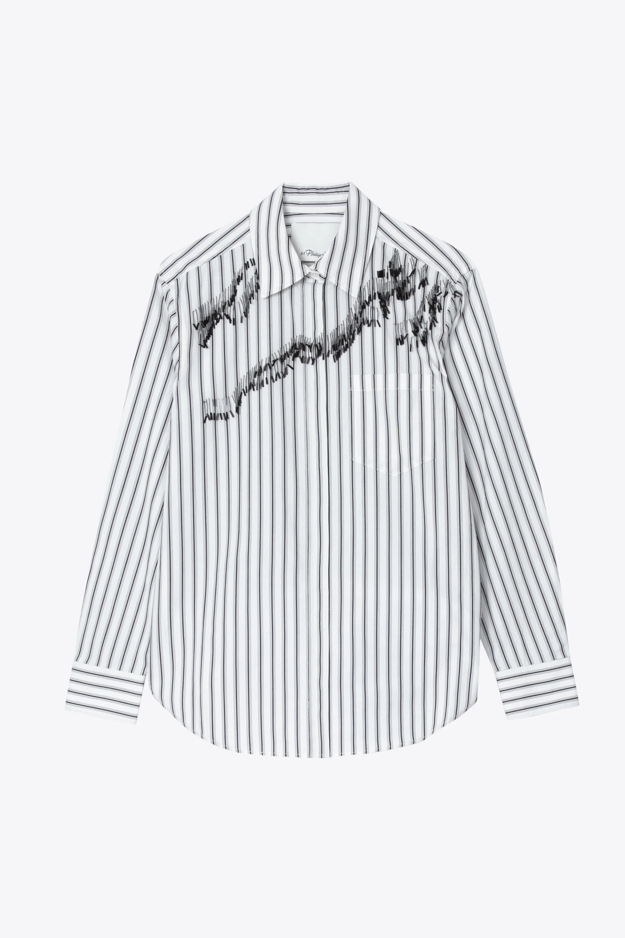 Striped Shirt With Abstract Zebra Embroidery - Image 6