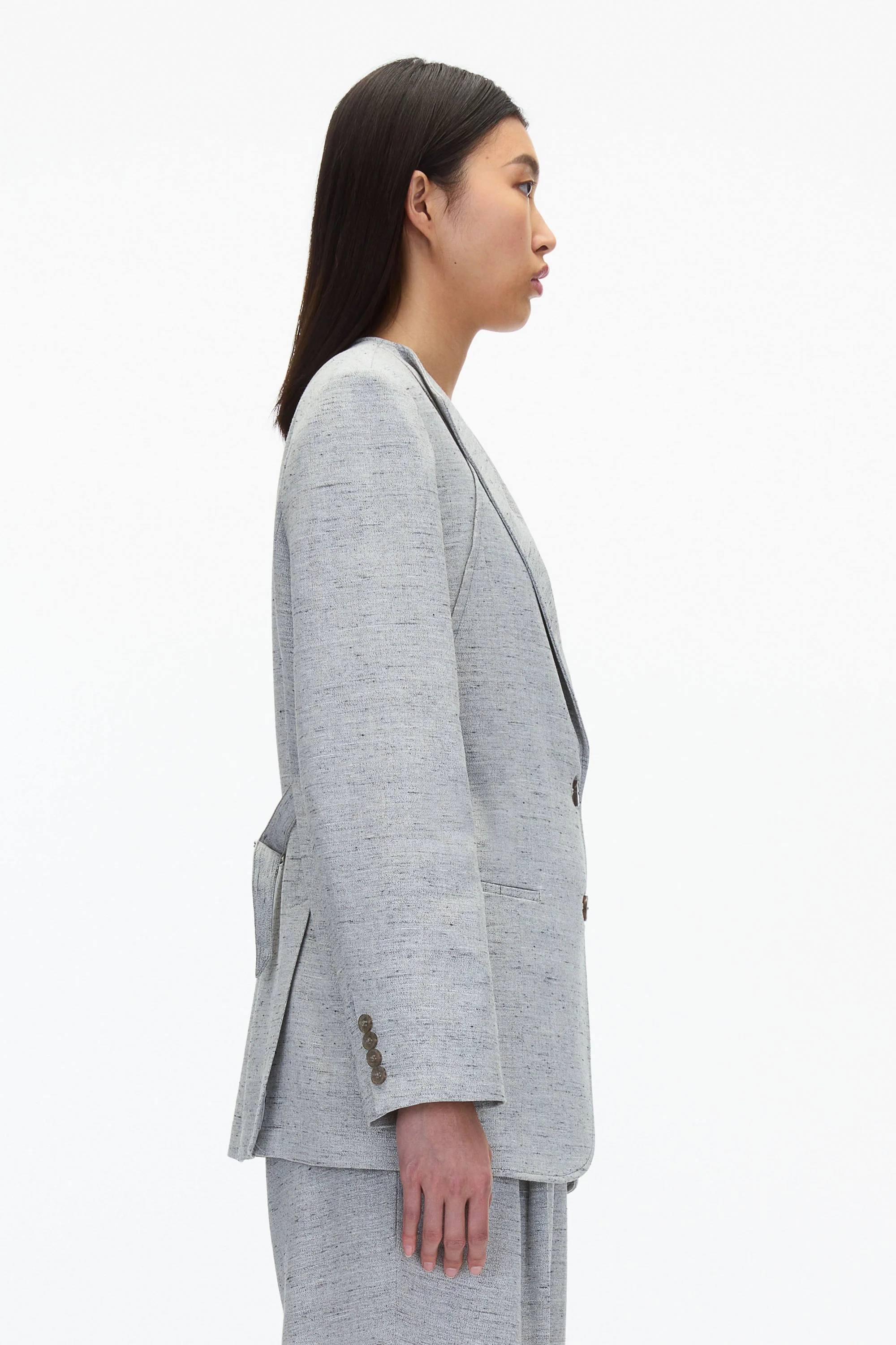 Collarless Relaxed Blazer - Image 8