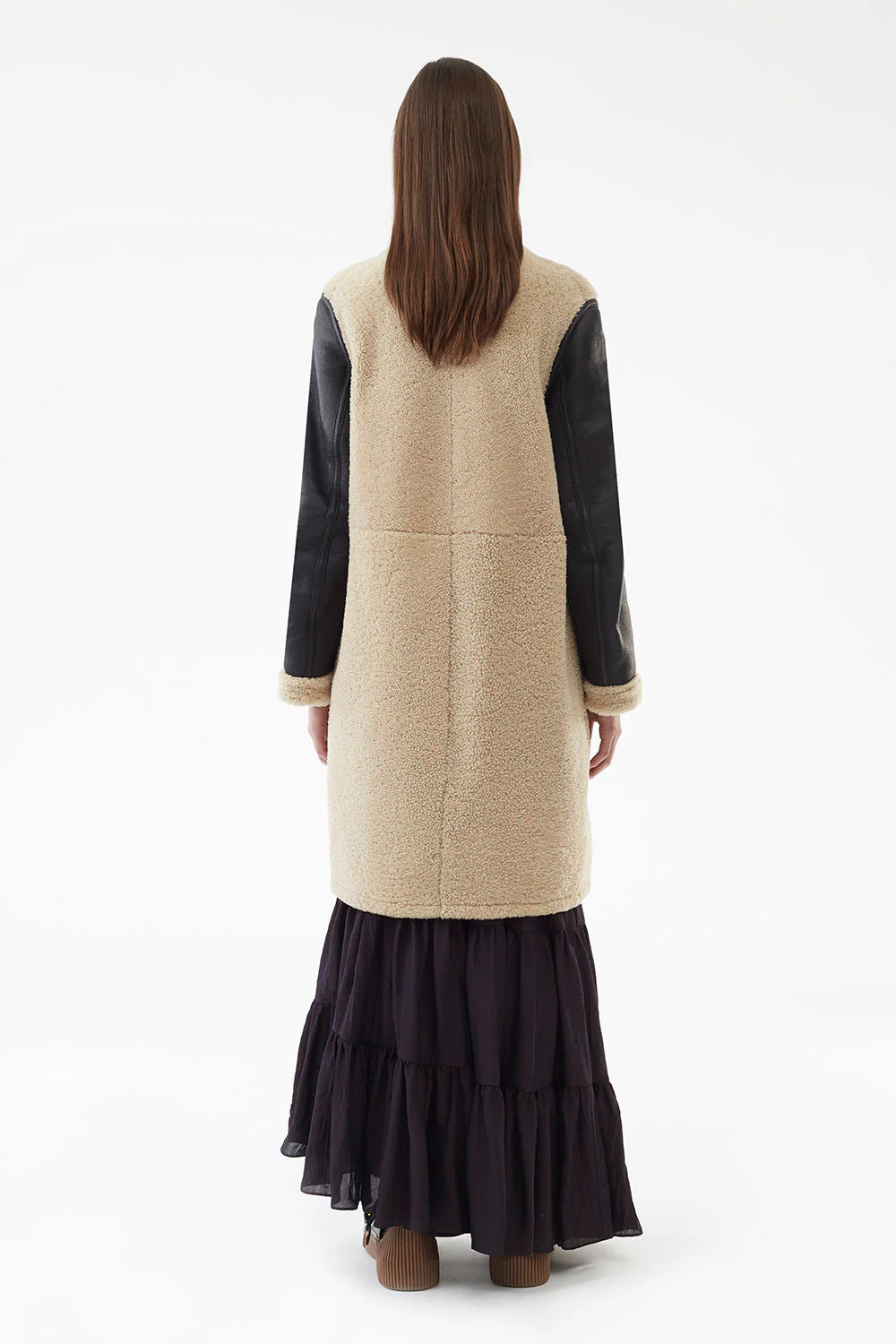 Collarless Shearling Coat - Image 3