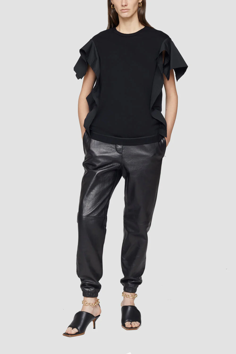 Combo Tshirt W Ruffle Sleeveless