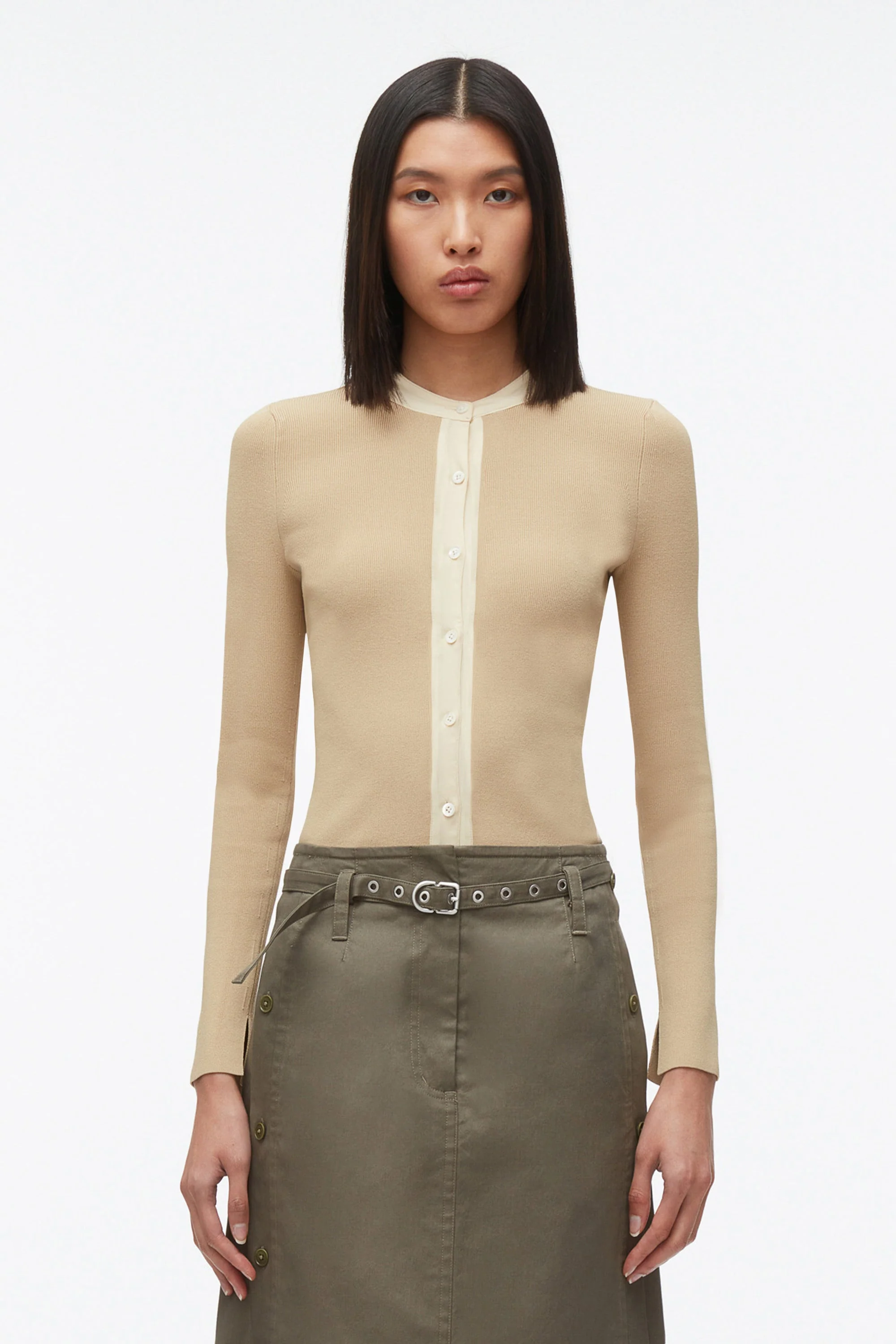 Compact Rib Crewneck Cardigan - Image 4