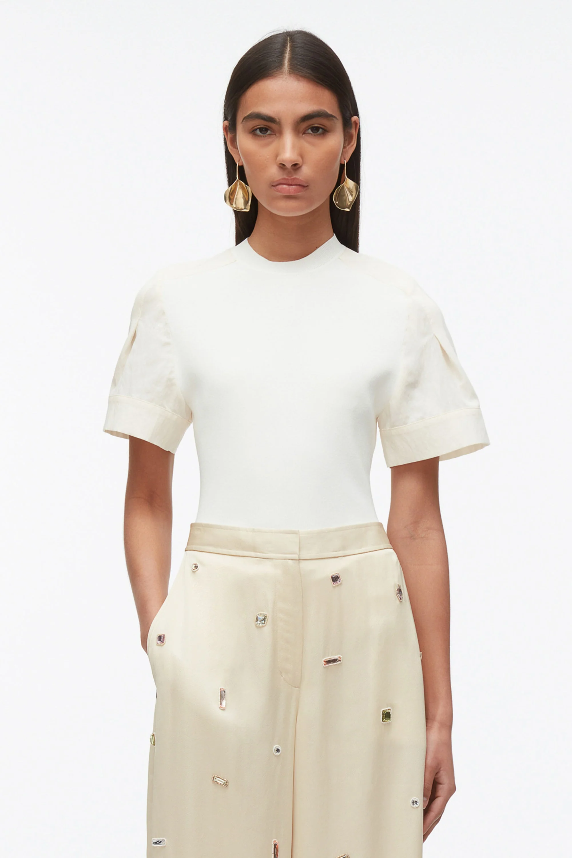 Compact Rib Top with Contrast Sleeves - Image 11