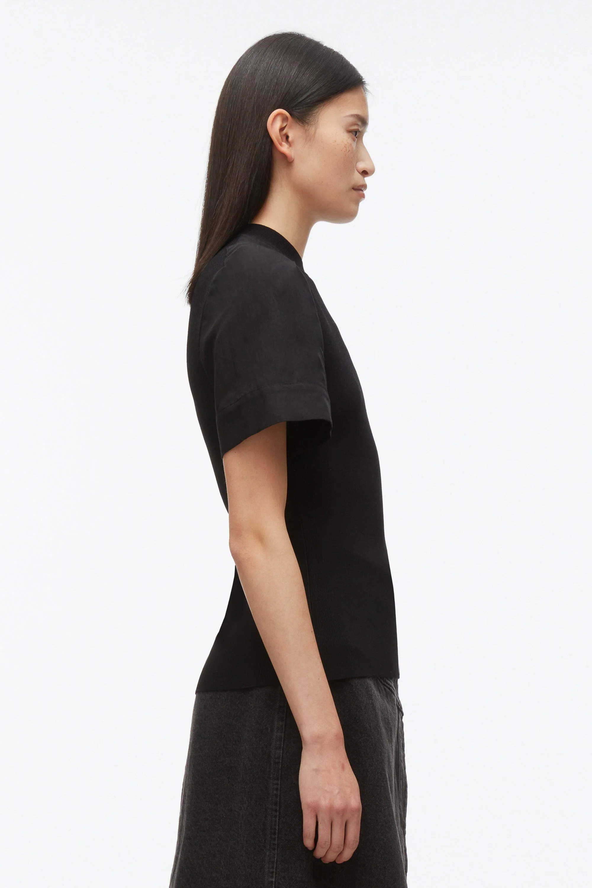 Compact Rib Top with Contrast Sleeves - Image 3