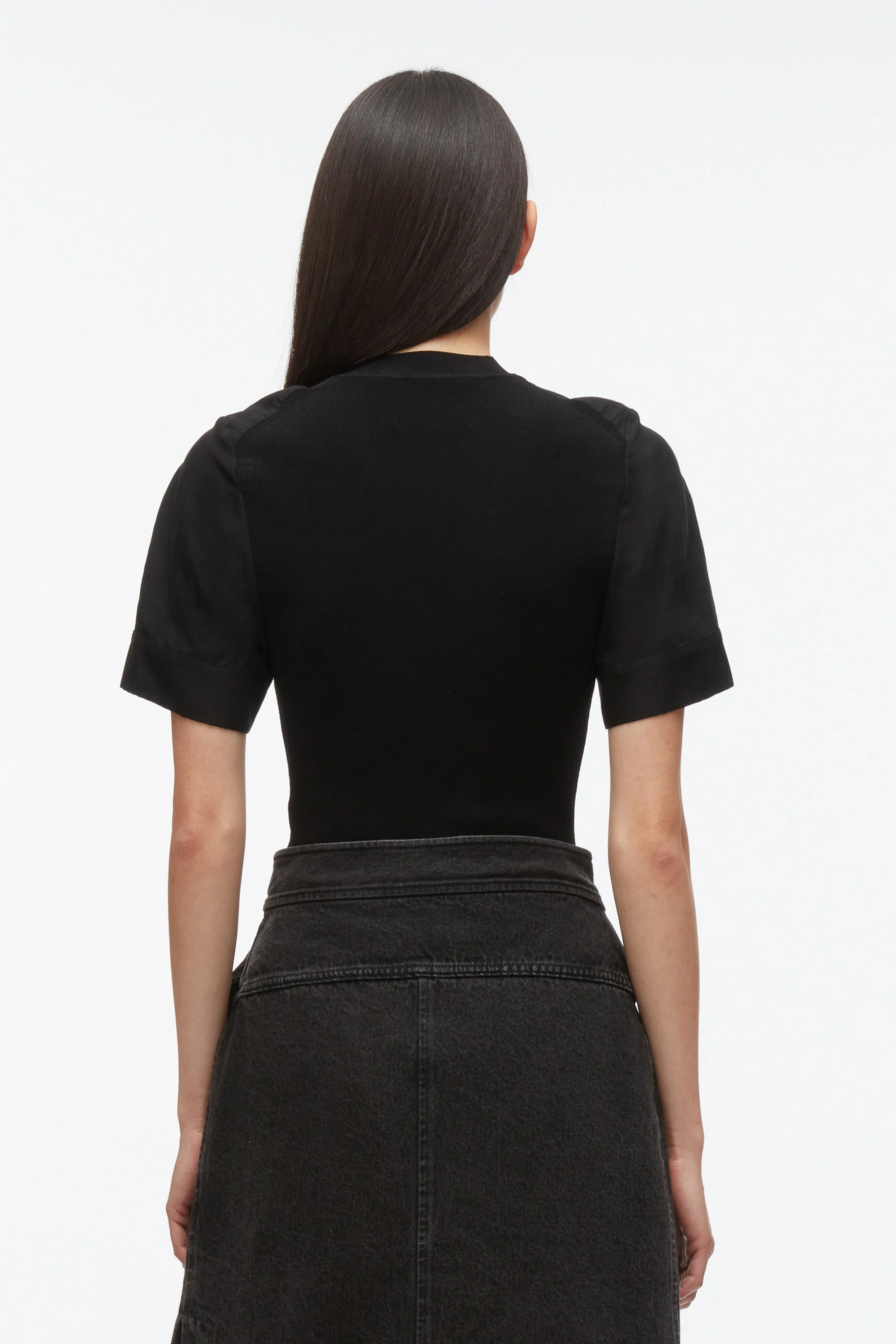 Compact Rib Top with Contrast Sleeves - Image 4