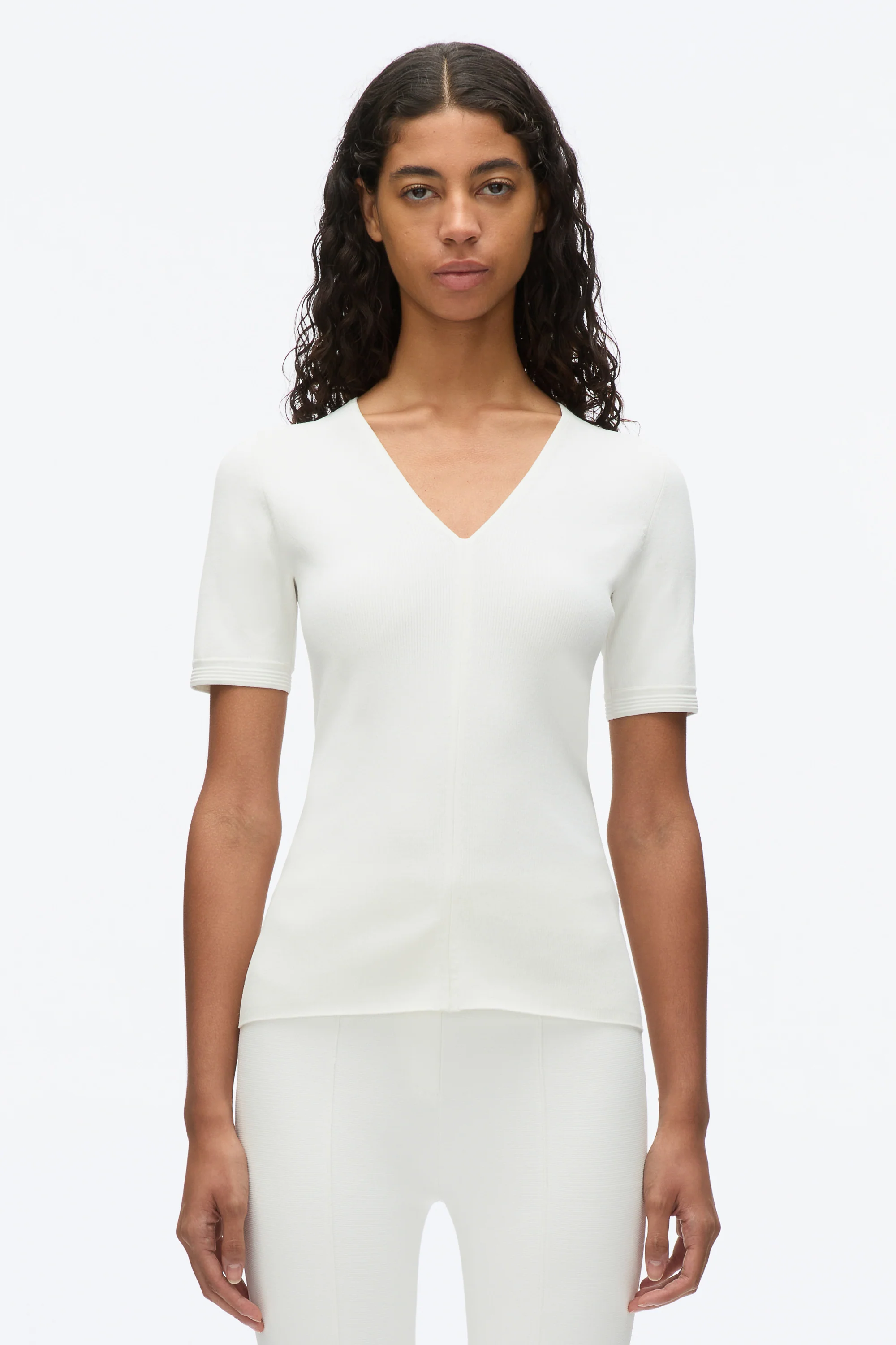 Compact Rib V-Neck Tee - Image 8