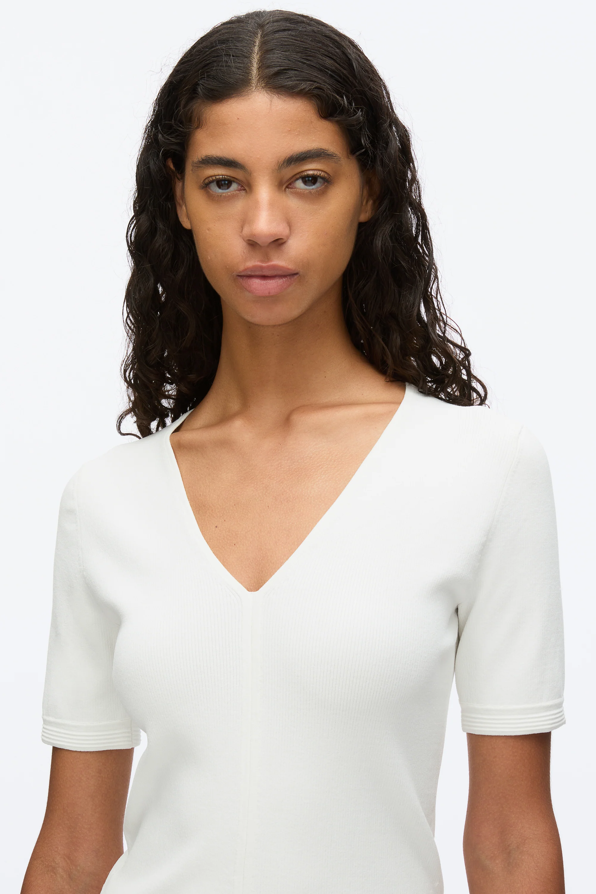 Compact Rib V-Neck Tee - Image 11