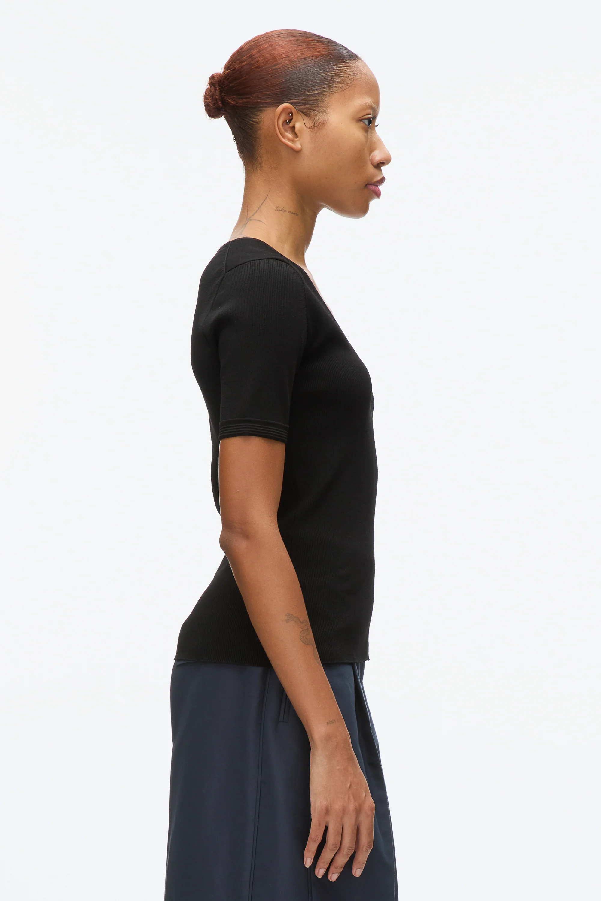 Compact Rib V-Neck Tee - Image 3