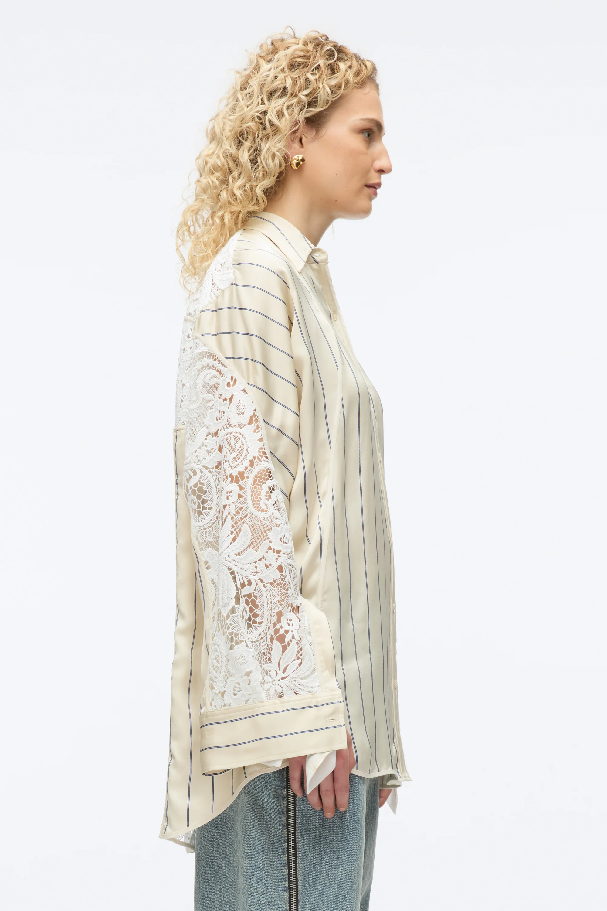 Stripe Shirt with Corded Lace - Image 4