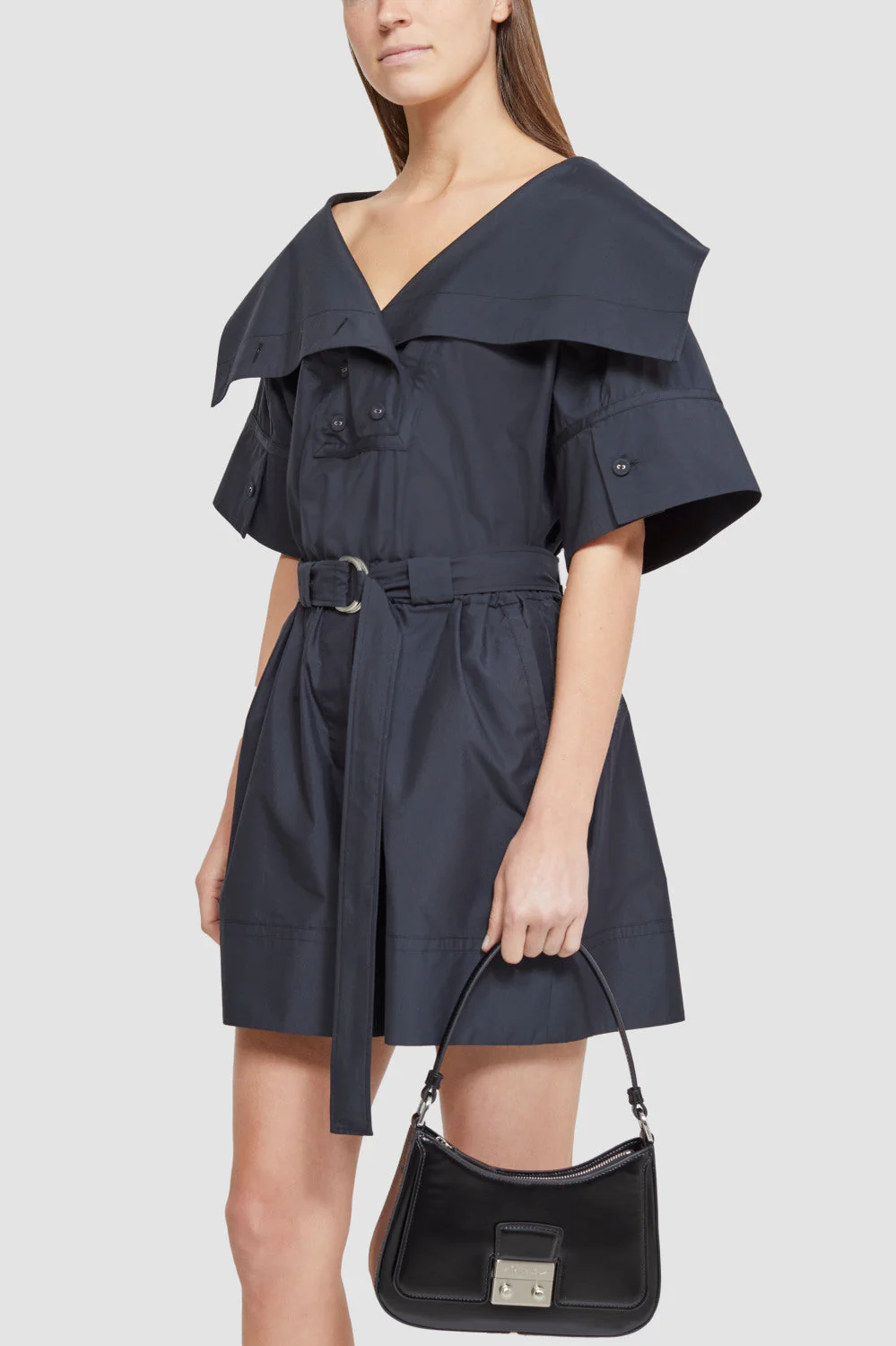 Cotton Poplin Belted Utility Romper - Image 3