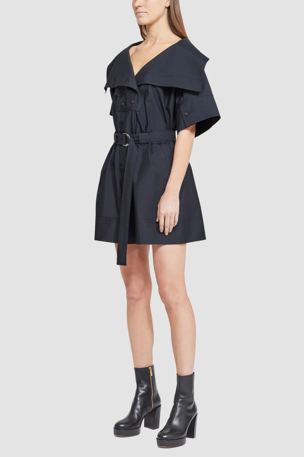 Cotton Poplin Belted Utility Romper - Image 4