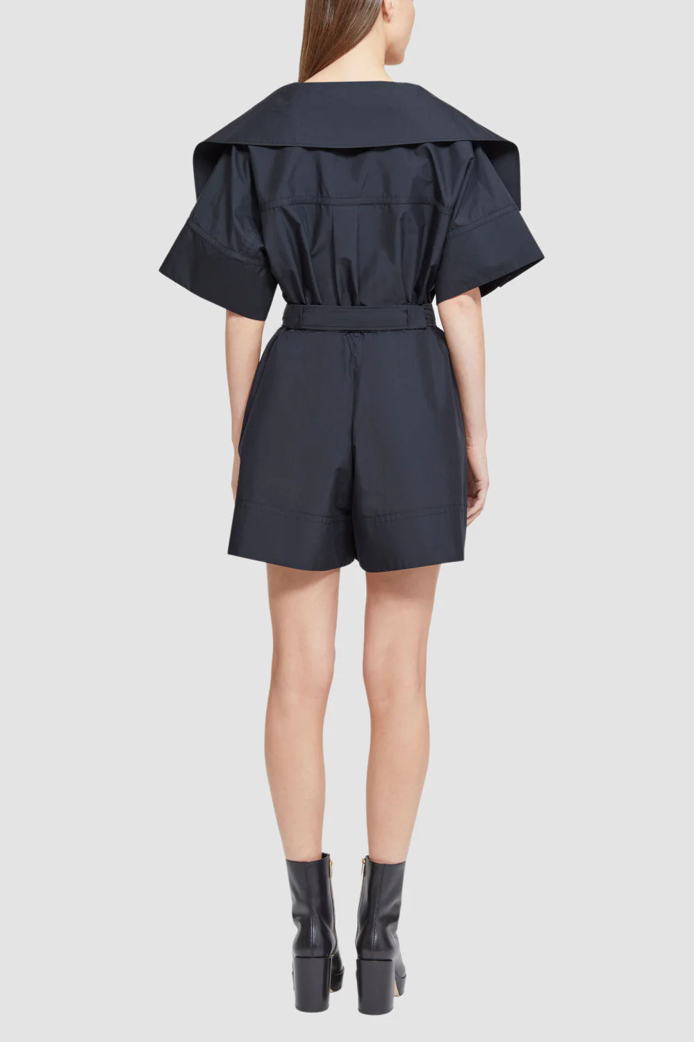 Cotton Poplin Belted Utility Romper - Image 5