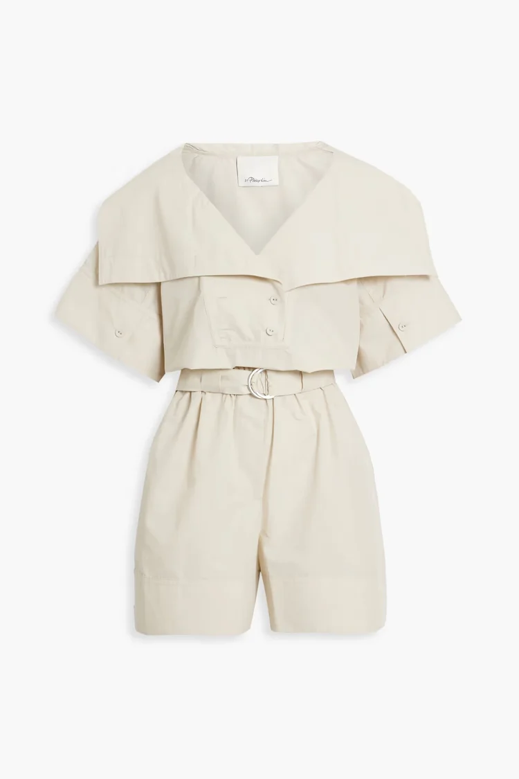 Cotton Poplin Belted Utility Romper - Image 7