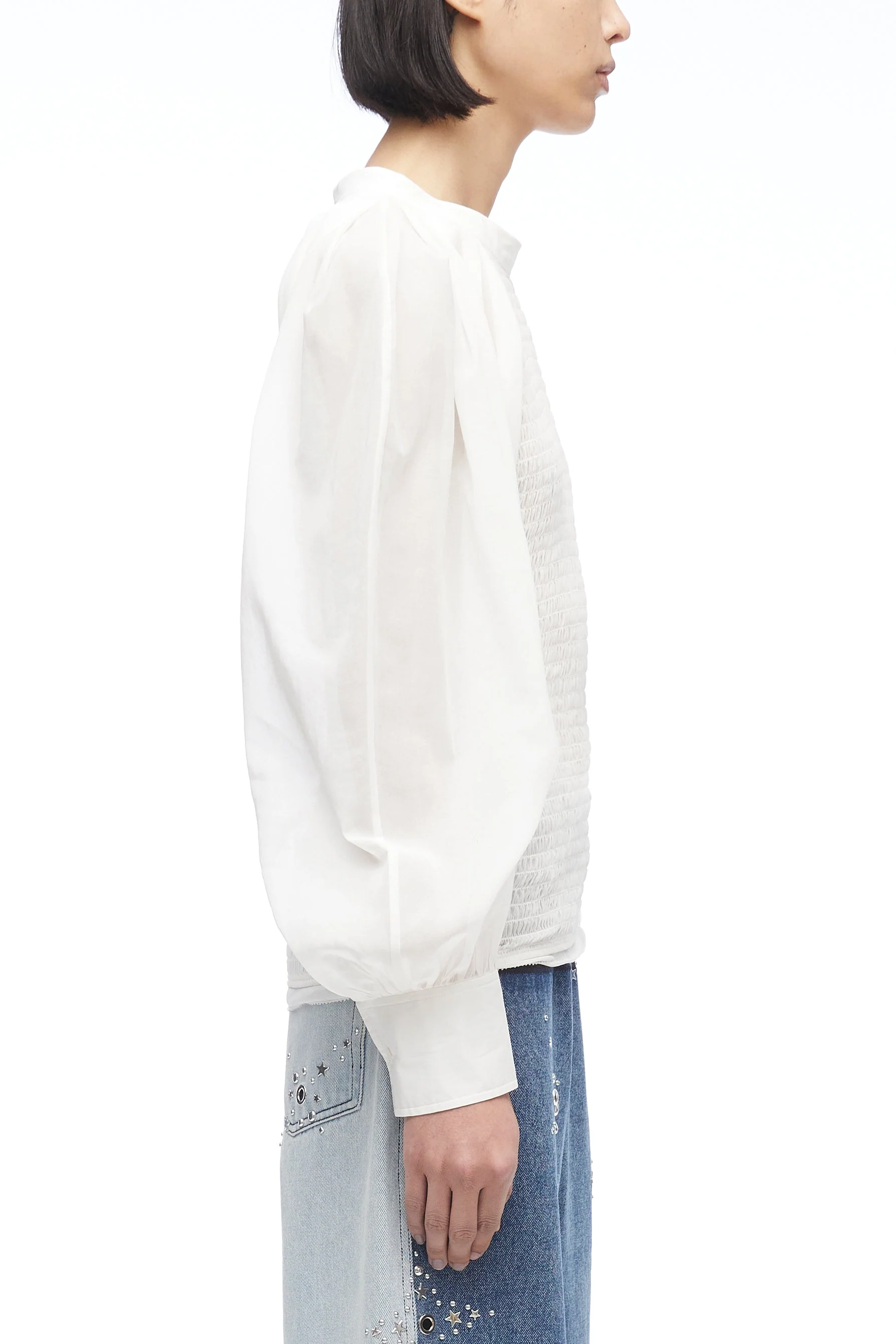 Cotton Voile Crewneck With Smocking - Image 10