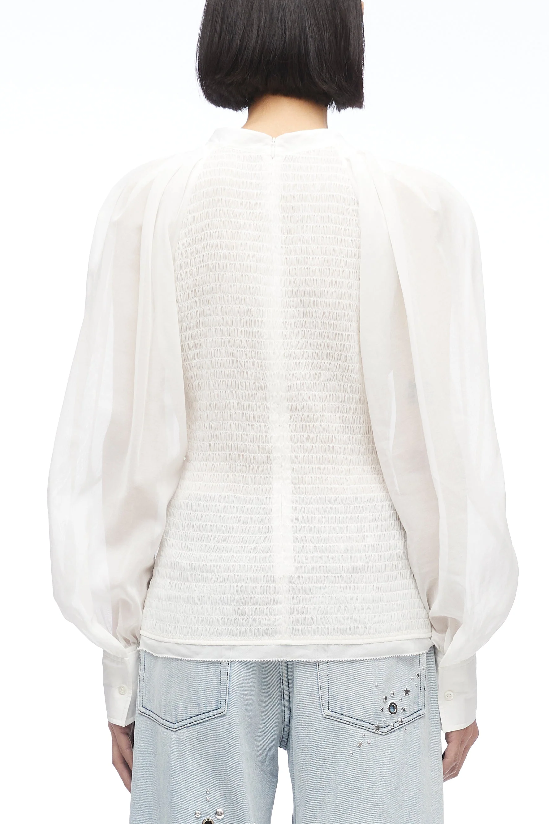 Cotton Voile Crewneck With Smocking - Image 11
