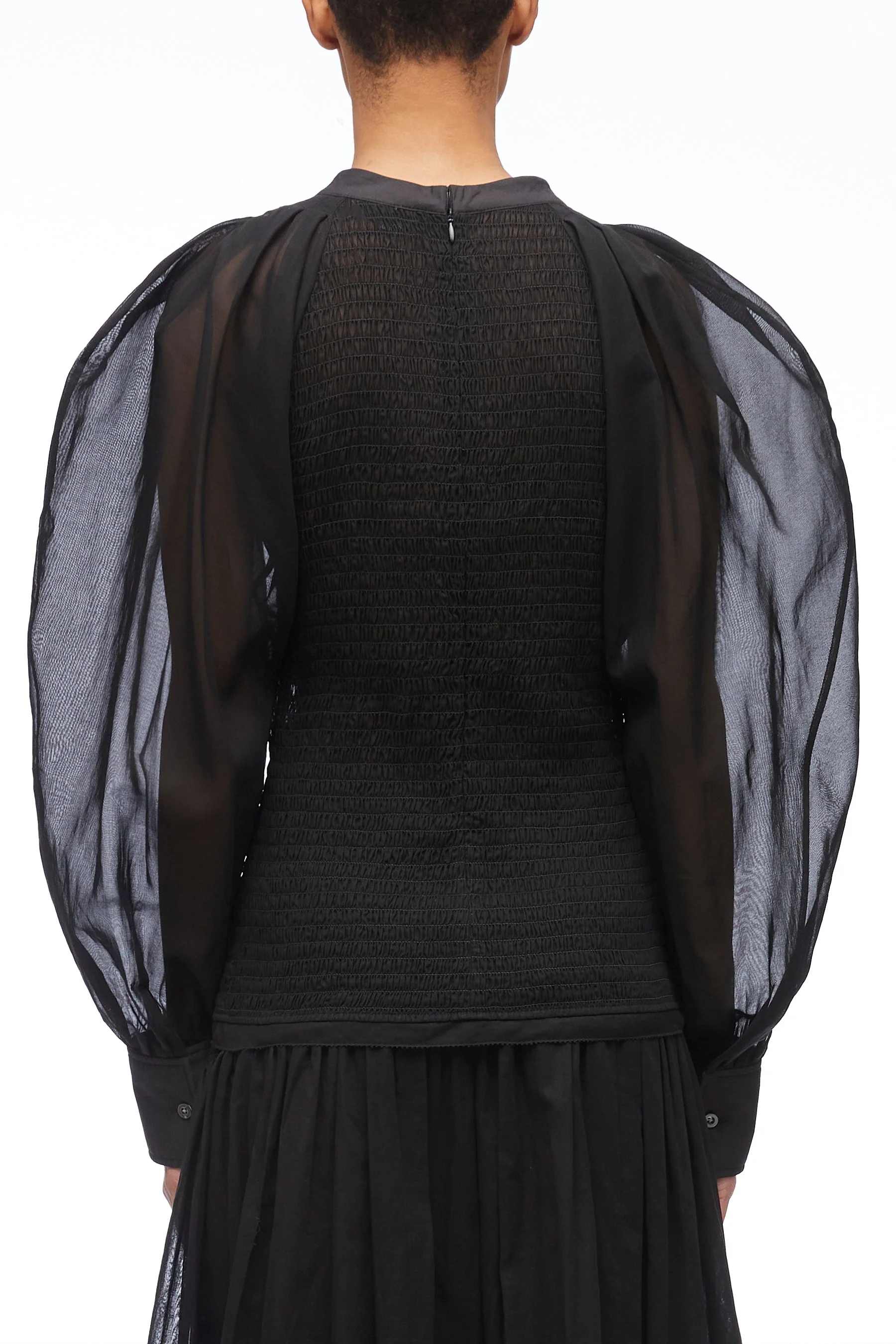 Cotton Voile Crewneck With Smocking - Image 4