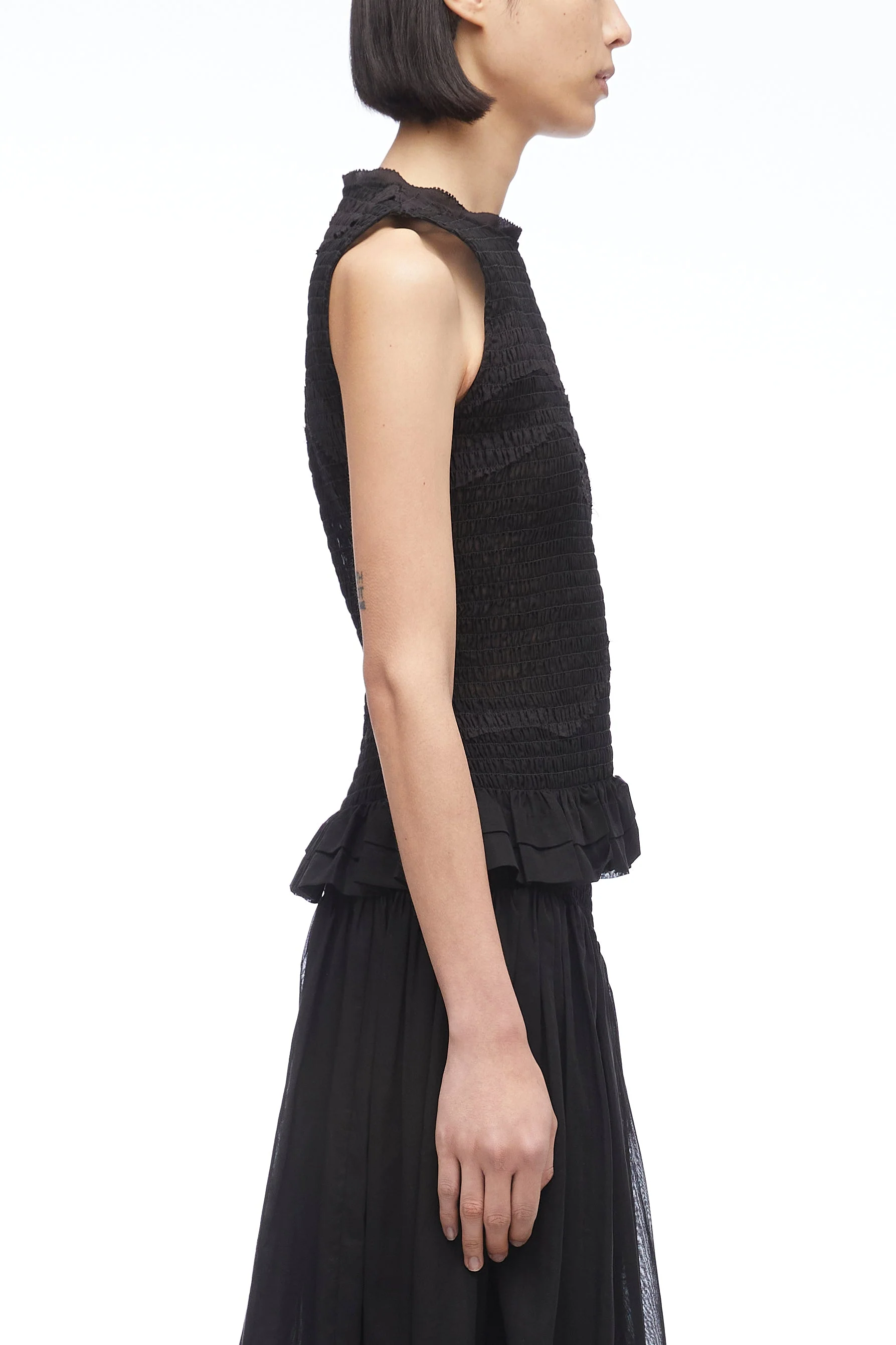 Cotton Voile Tank With Smocking - Image 3