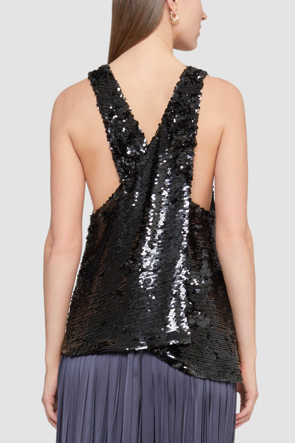 Cowl Neck Sequin Cross Back Tank - Image 4