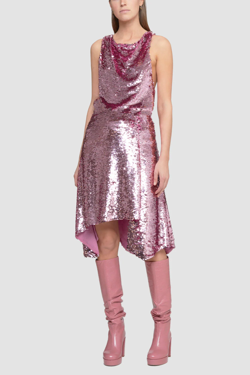 Cowl Neck Sequin Cross Back Tank - Image 6