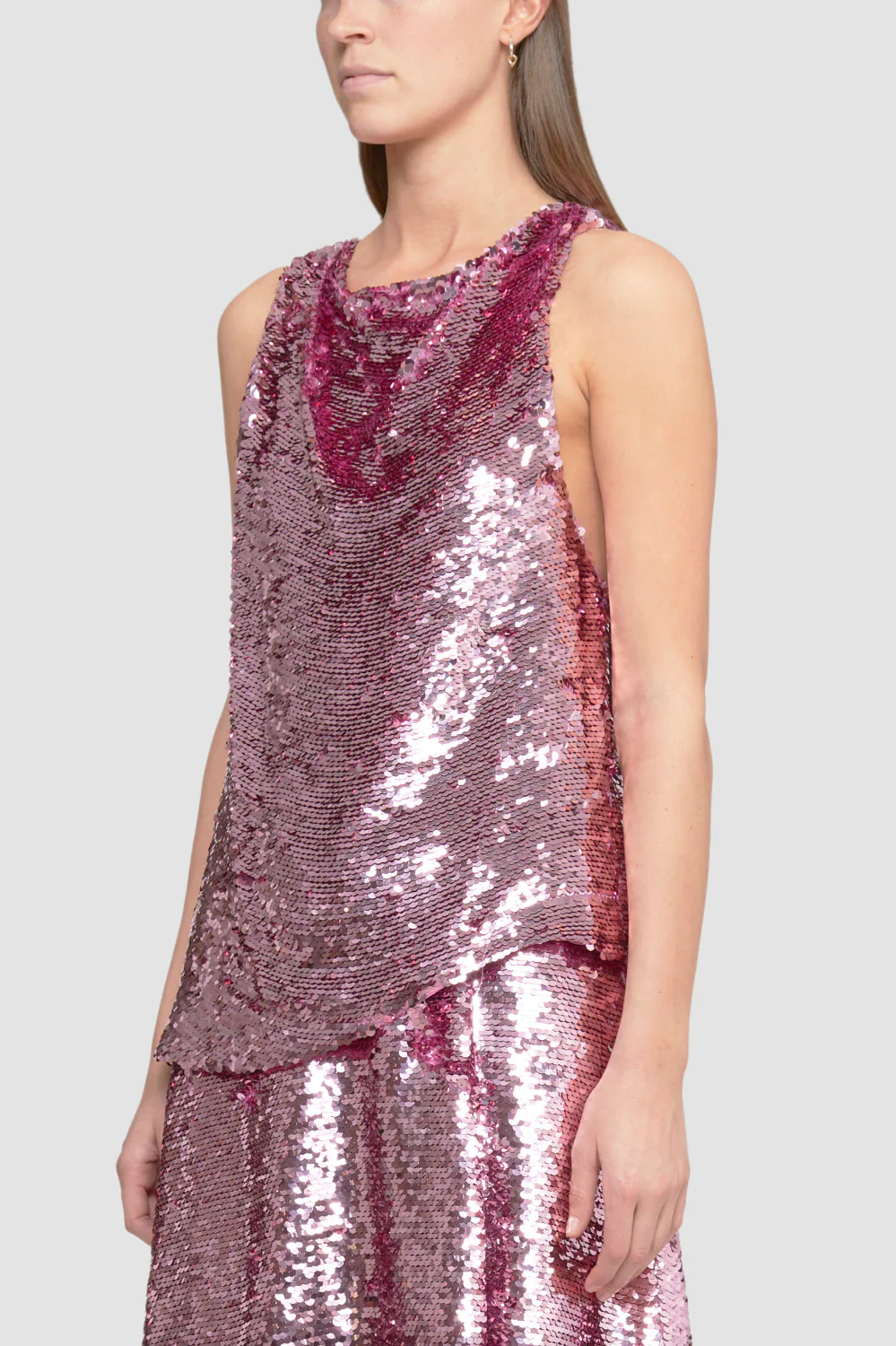 Cowl Neck Sequin Cross Back Tank - Image 8