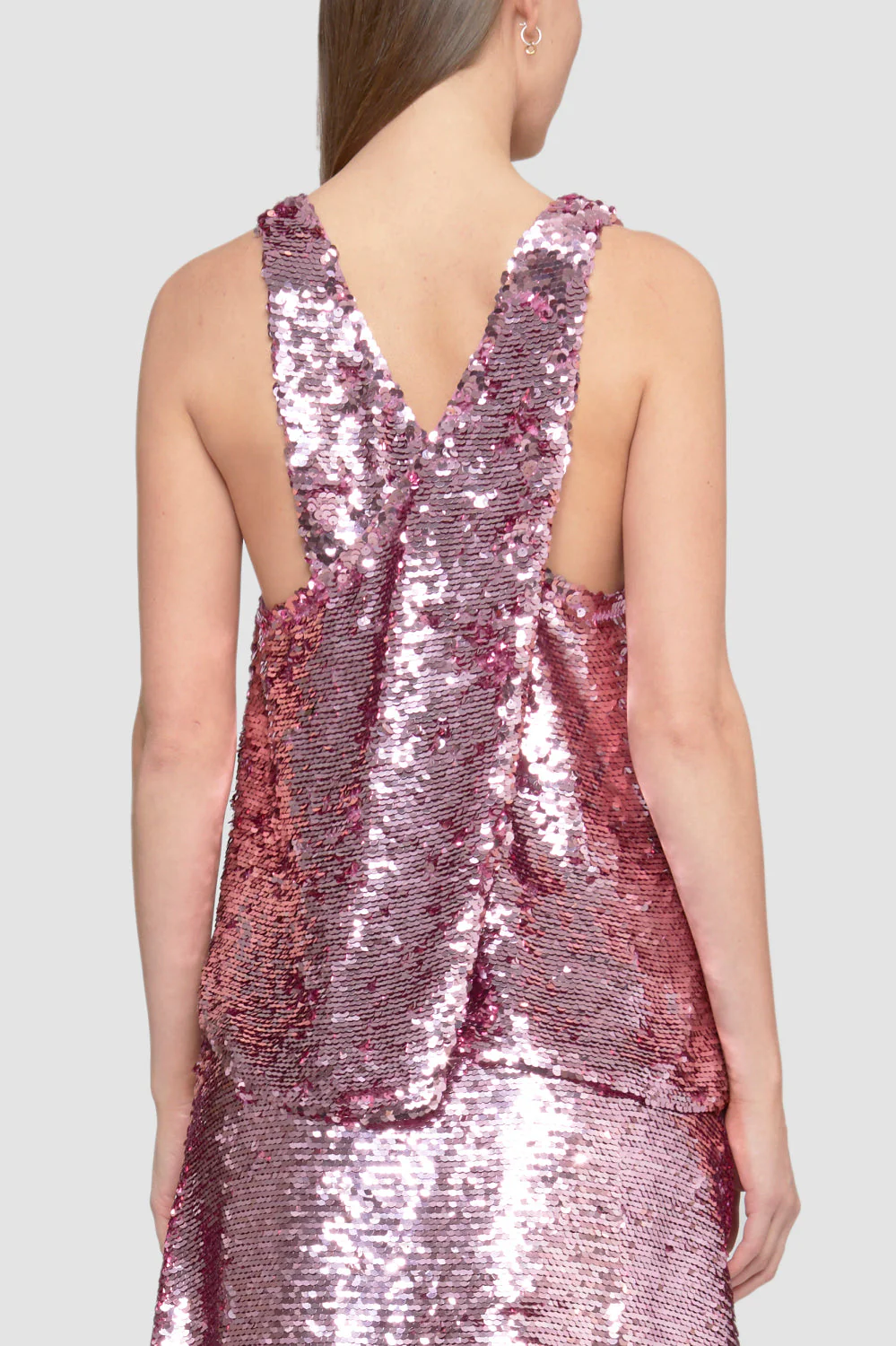 Cowl Neck Sequin Cross Back Tank - Image 9