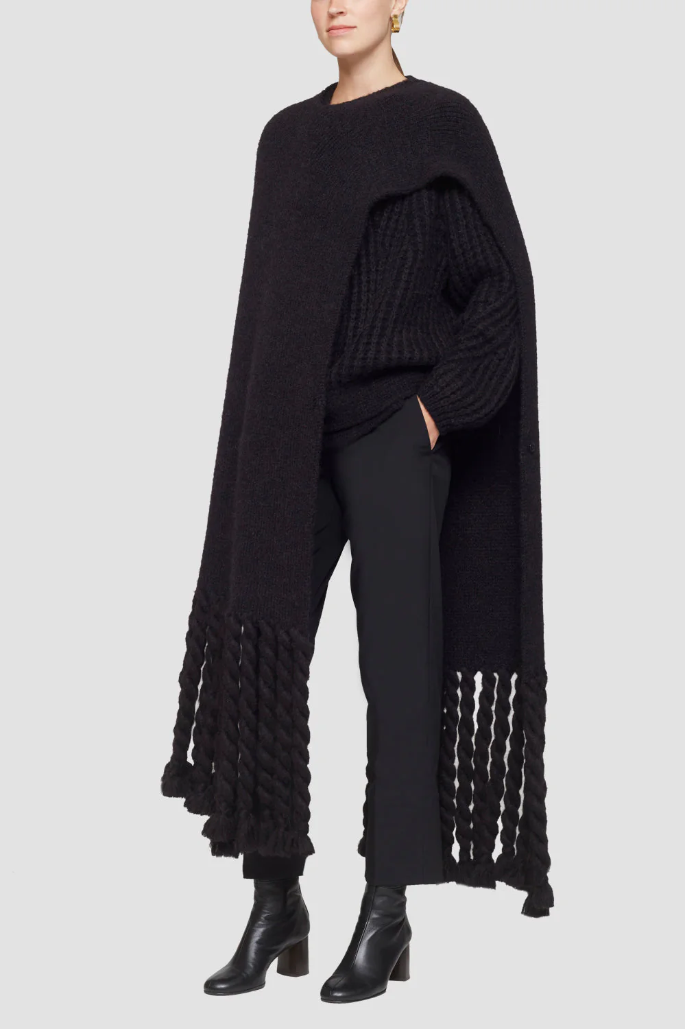 Cozy Wool Fringed Poncho - Image 10