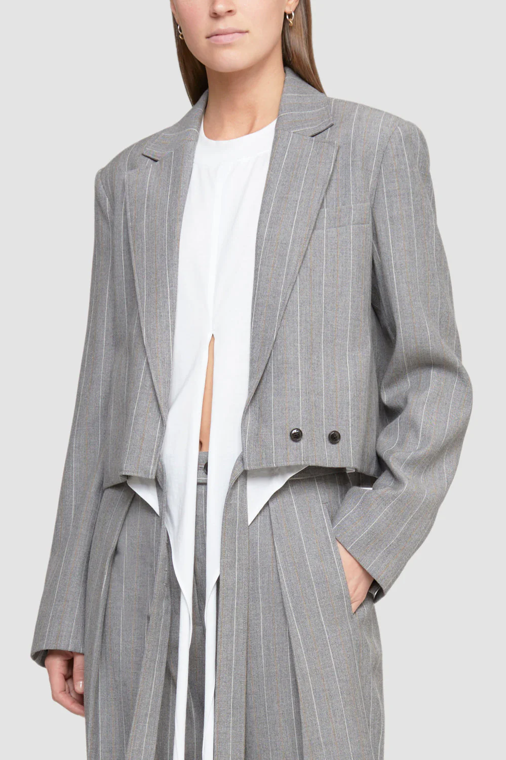 Cropped Blazer With Back Tie - Image 2