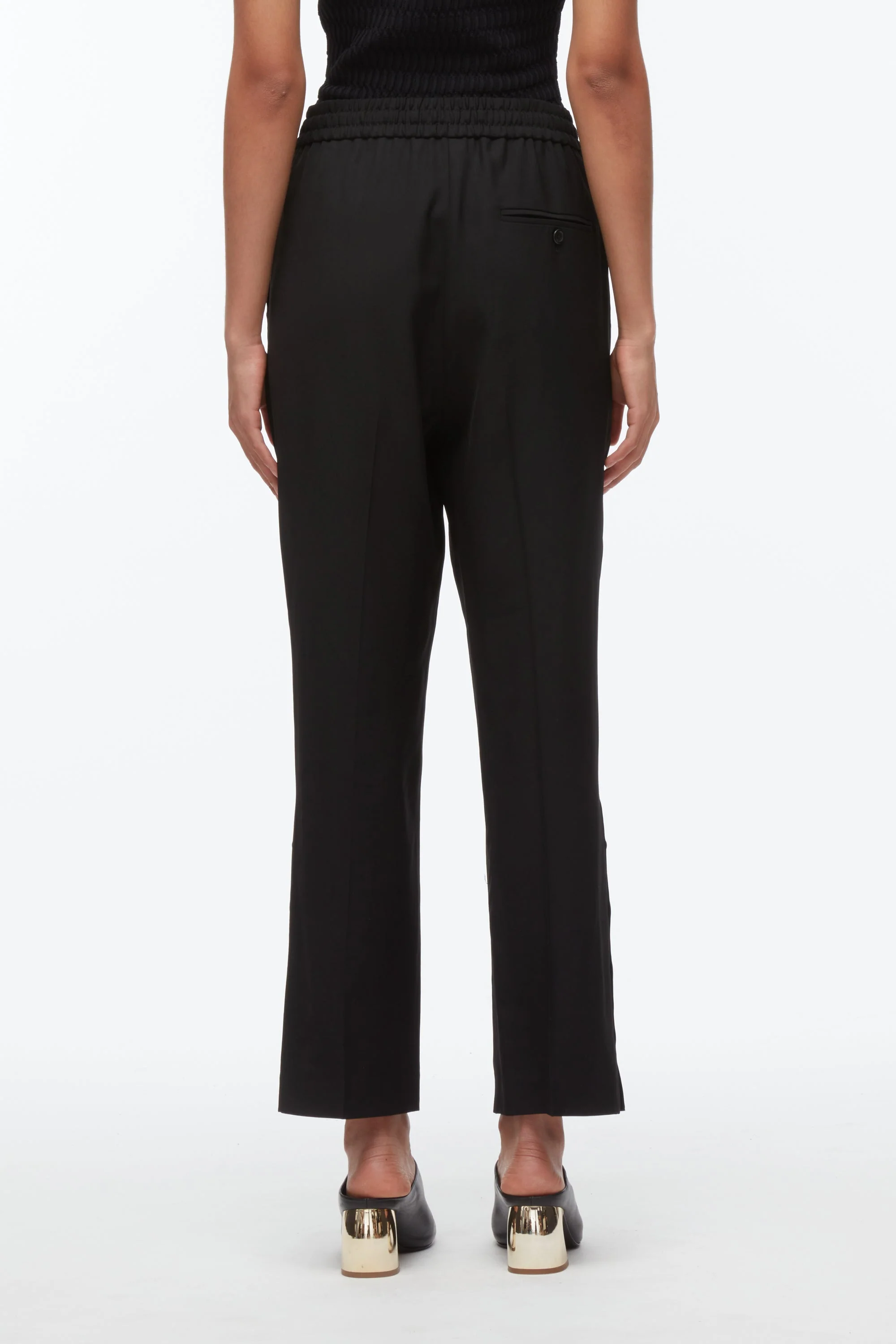 Cropped Elasticated Pants With Side Vent - Image 4