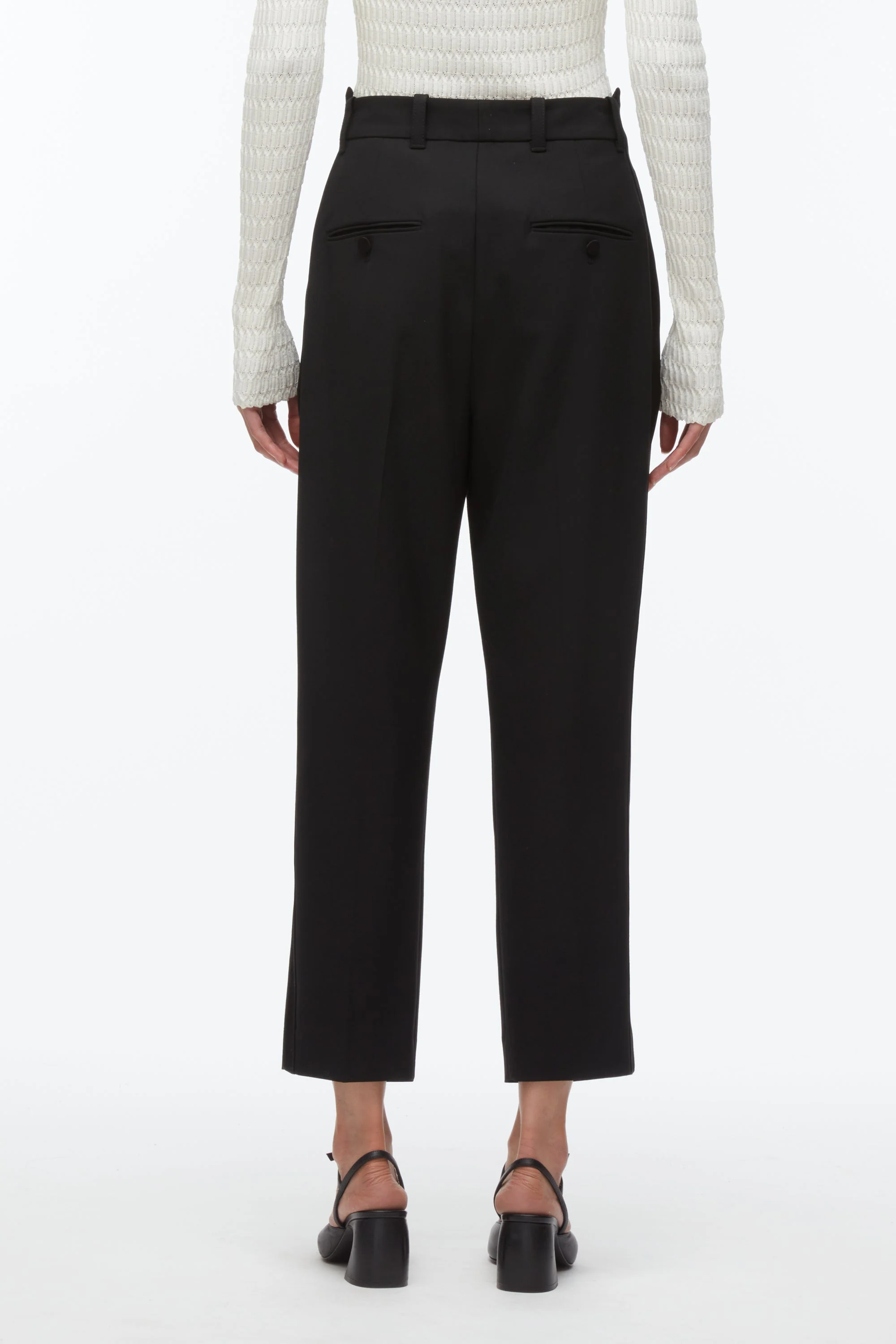 Cropped Pleated Tuxedo Trousers - Image 4