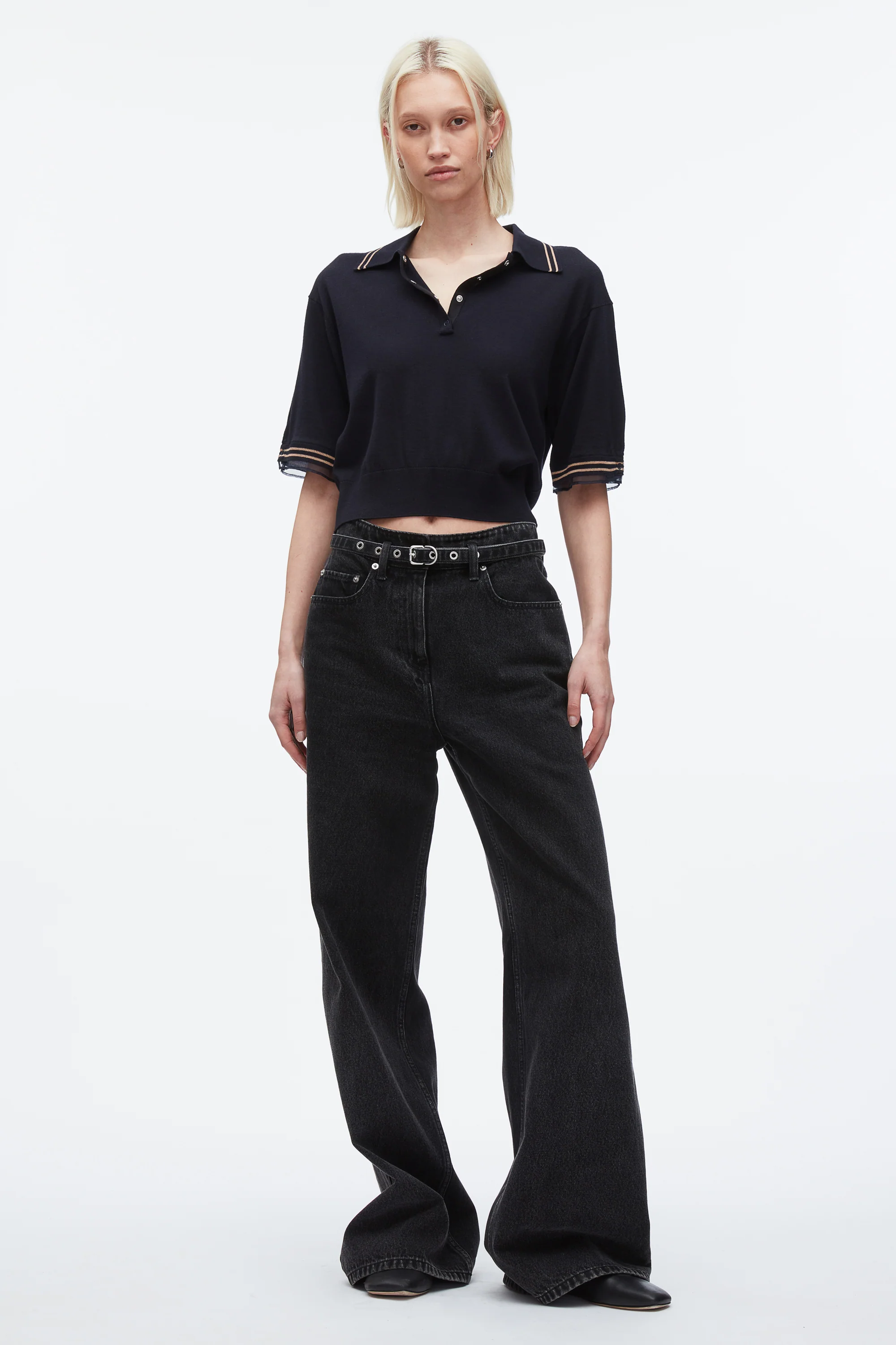 Cropped Polo with Organza - Image 7