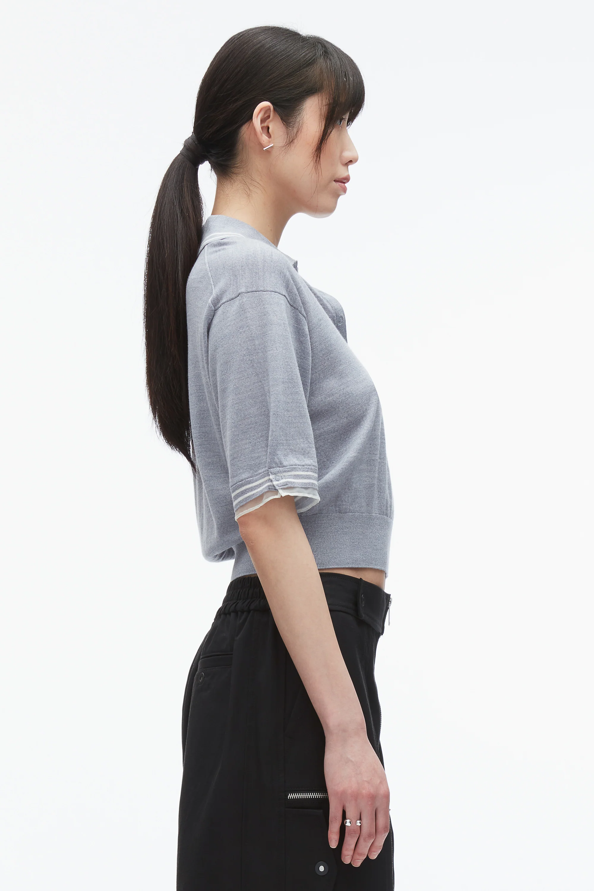 Cropped Polo with Organza - Image 4